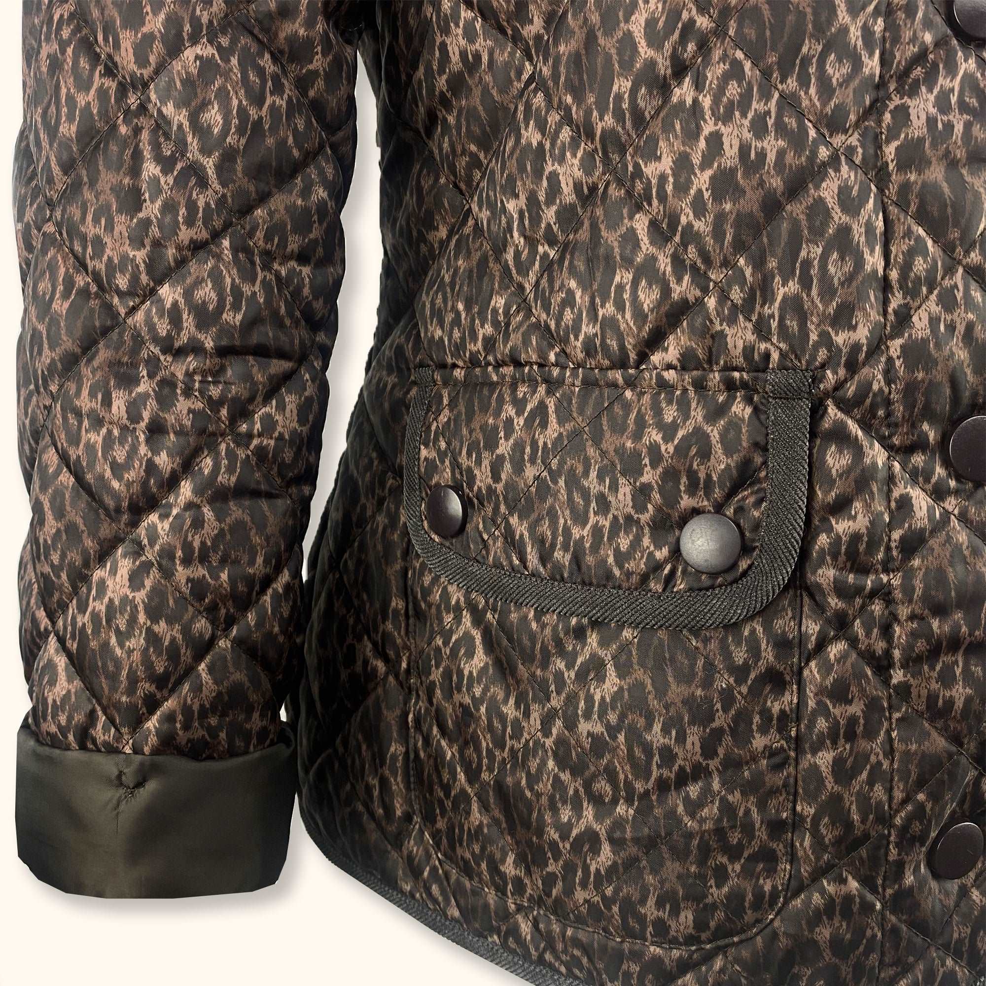 Dark Brown Leopard Print Padded Jacket - Size 12 -  - Coats & jackets