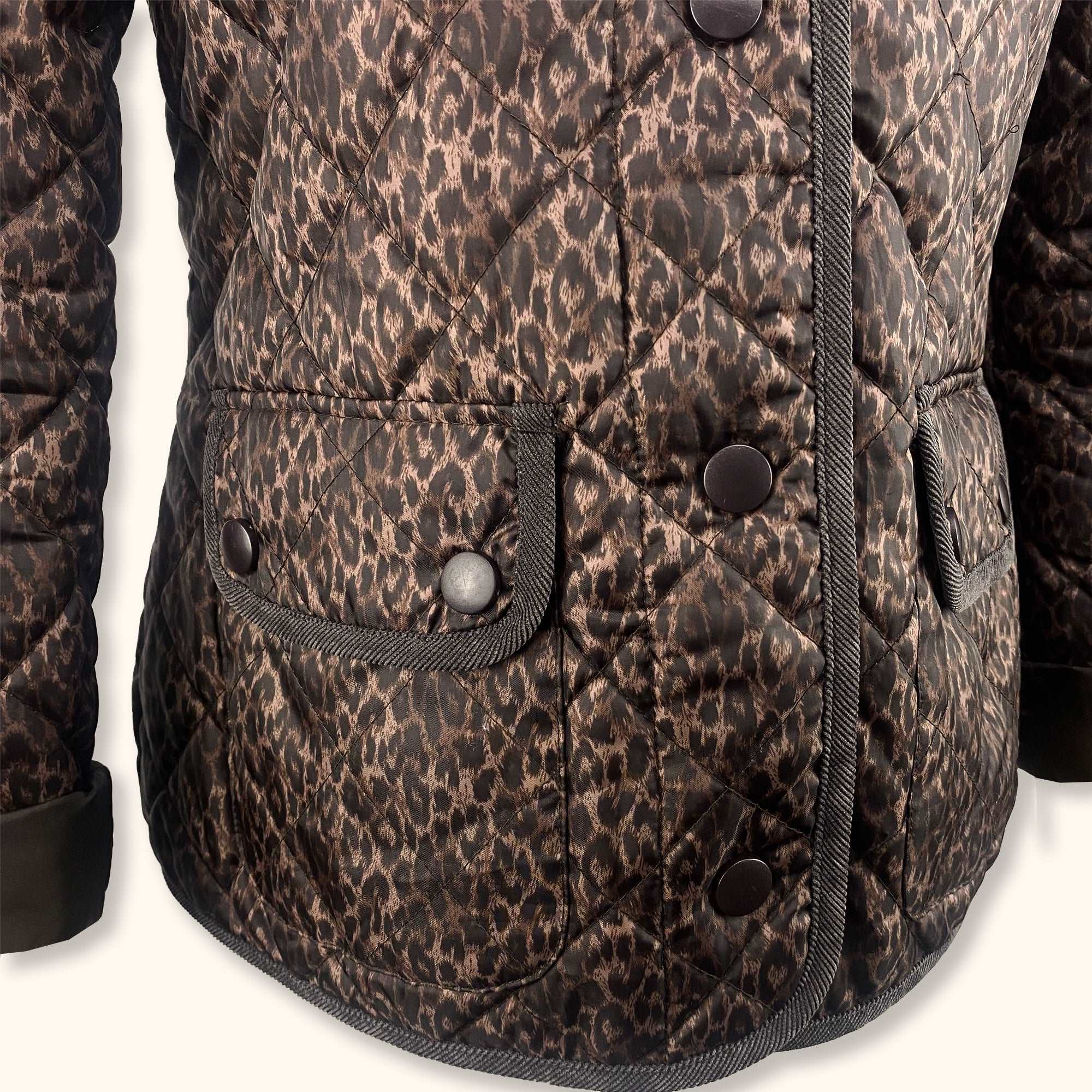 Dark Brown Leopard Print Padded Jacket - Size 12 -  - Coats & jackets