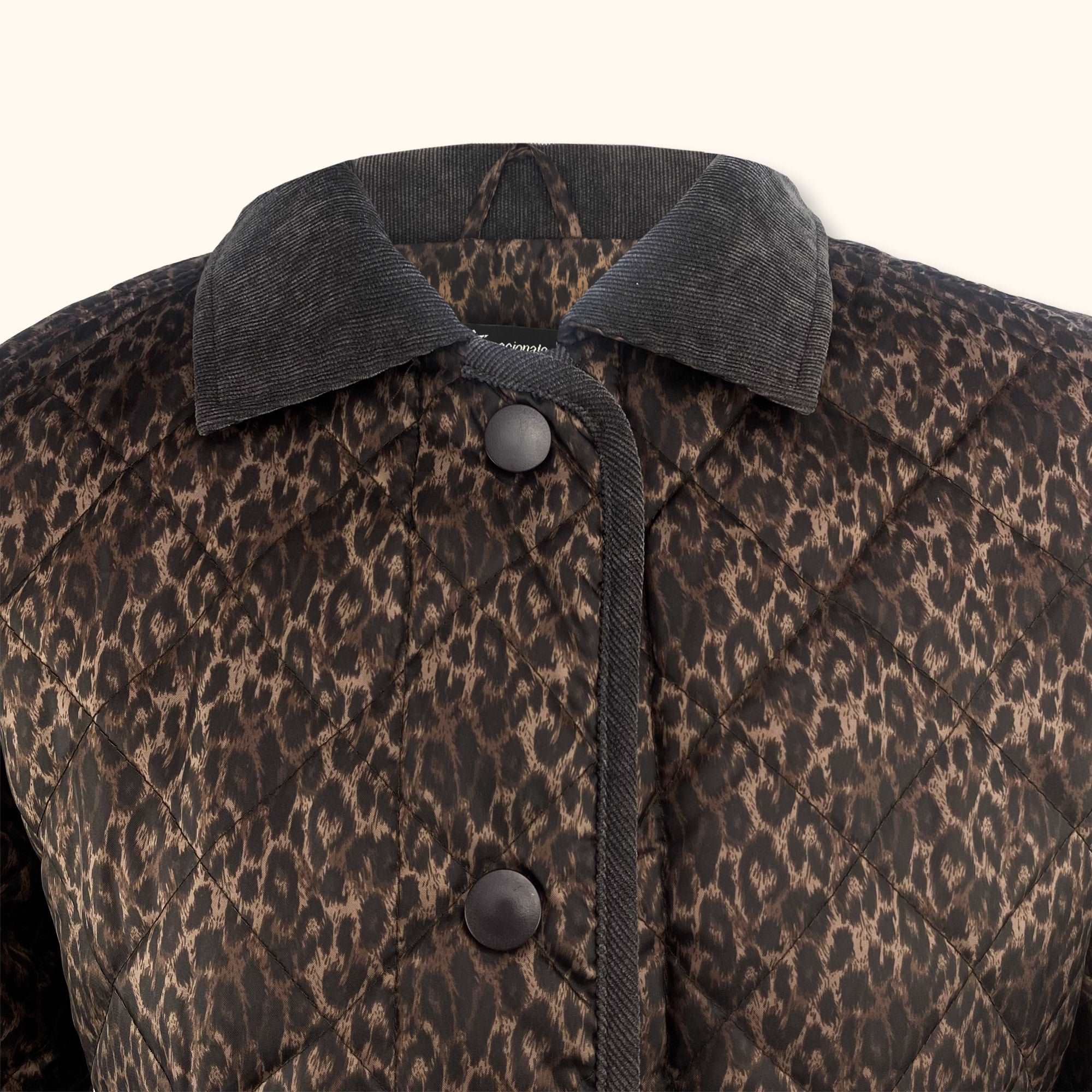 Dark Brown Leopard Print Padded Jacket - Size 12 -  - Coats & jackets