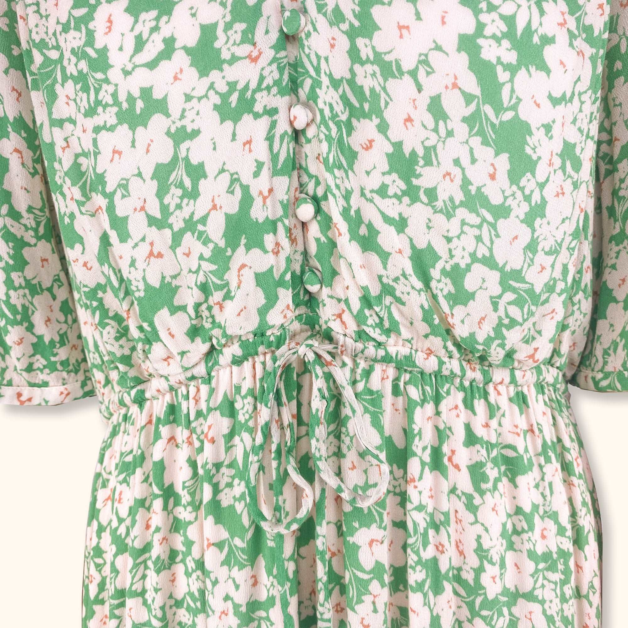 Hush Green Floral Short Sleeve Midi Dress - Size 16 -  - Dresses