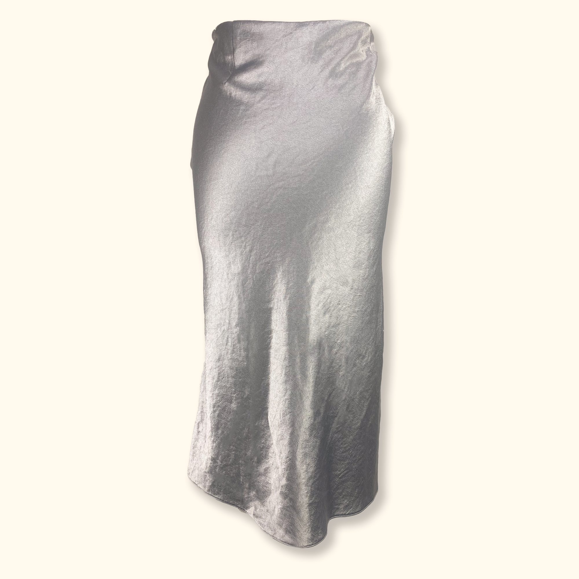 River Island Silver Satin Midi Skirt - Size Large - - Skirts