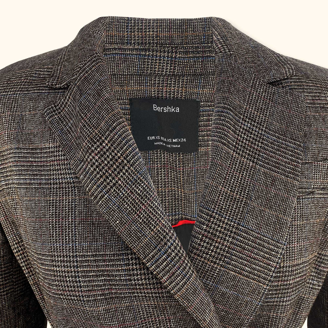 Bershka Double Breasted Grey Check Blazer - Size XS - - Coats & jackets