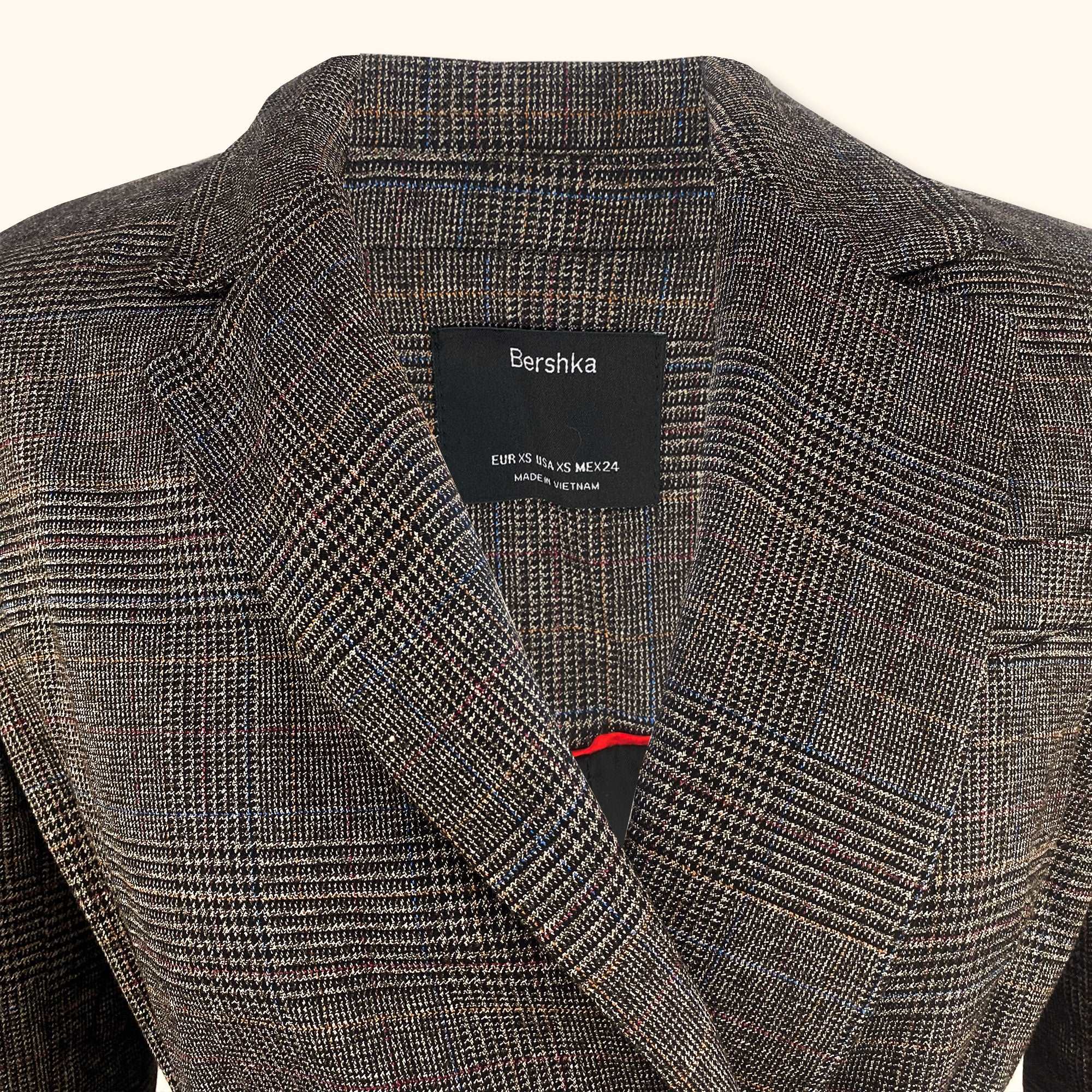 Bershka Double Breasted Grey Check Blazer - Size XS -  - Coats & jackets