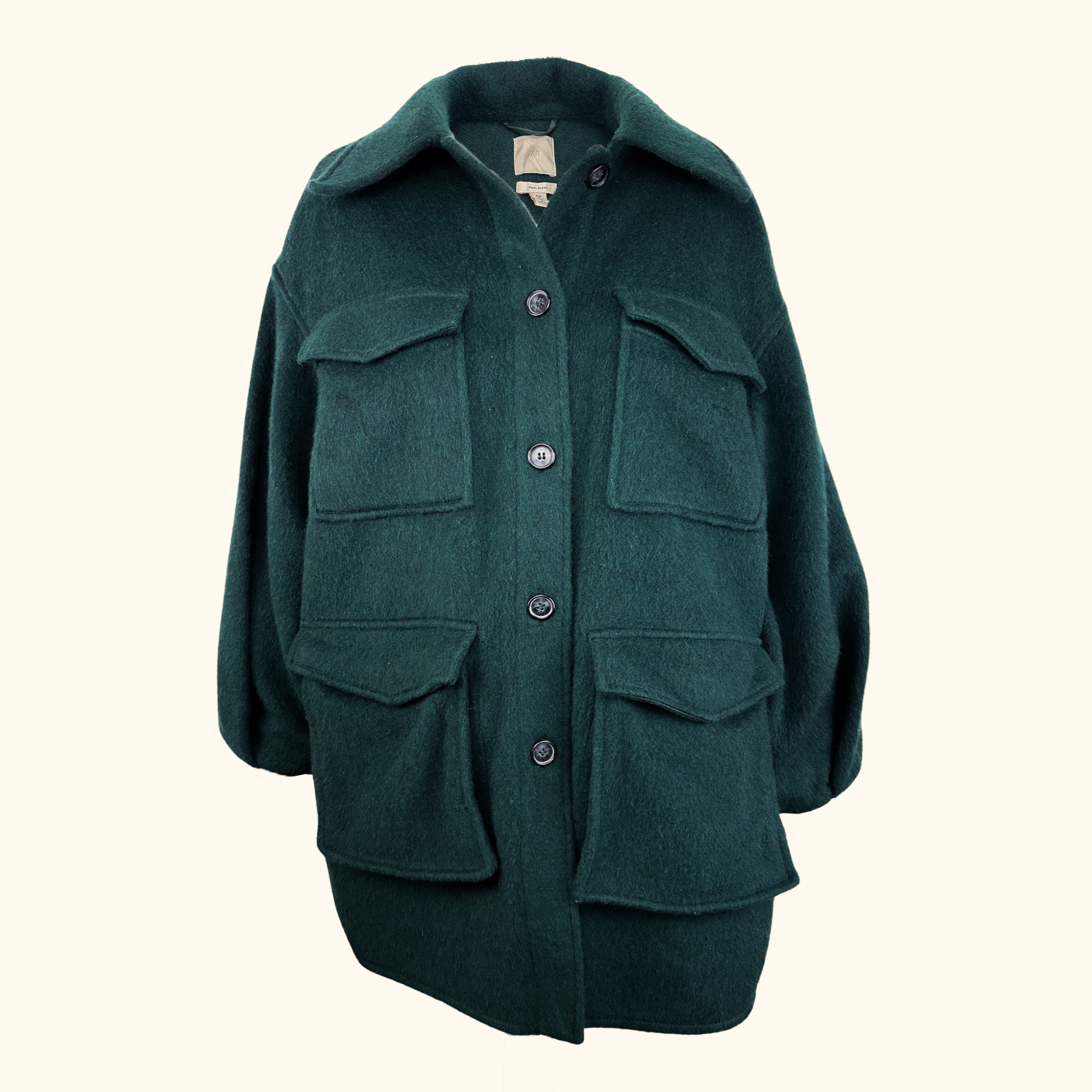 H&M Emerald Green Wool Blend Coat - Size Medium H&M