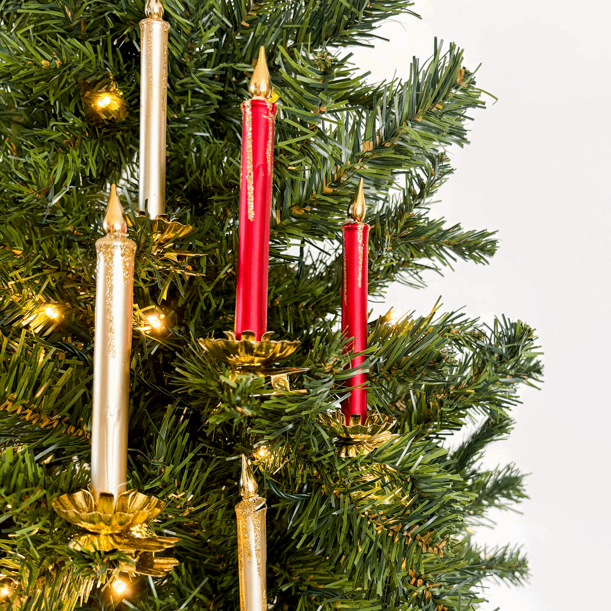 Red and Gold Clip on Candle Tree Decorations Set of 5 Sunshine Thrift