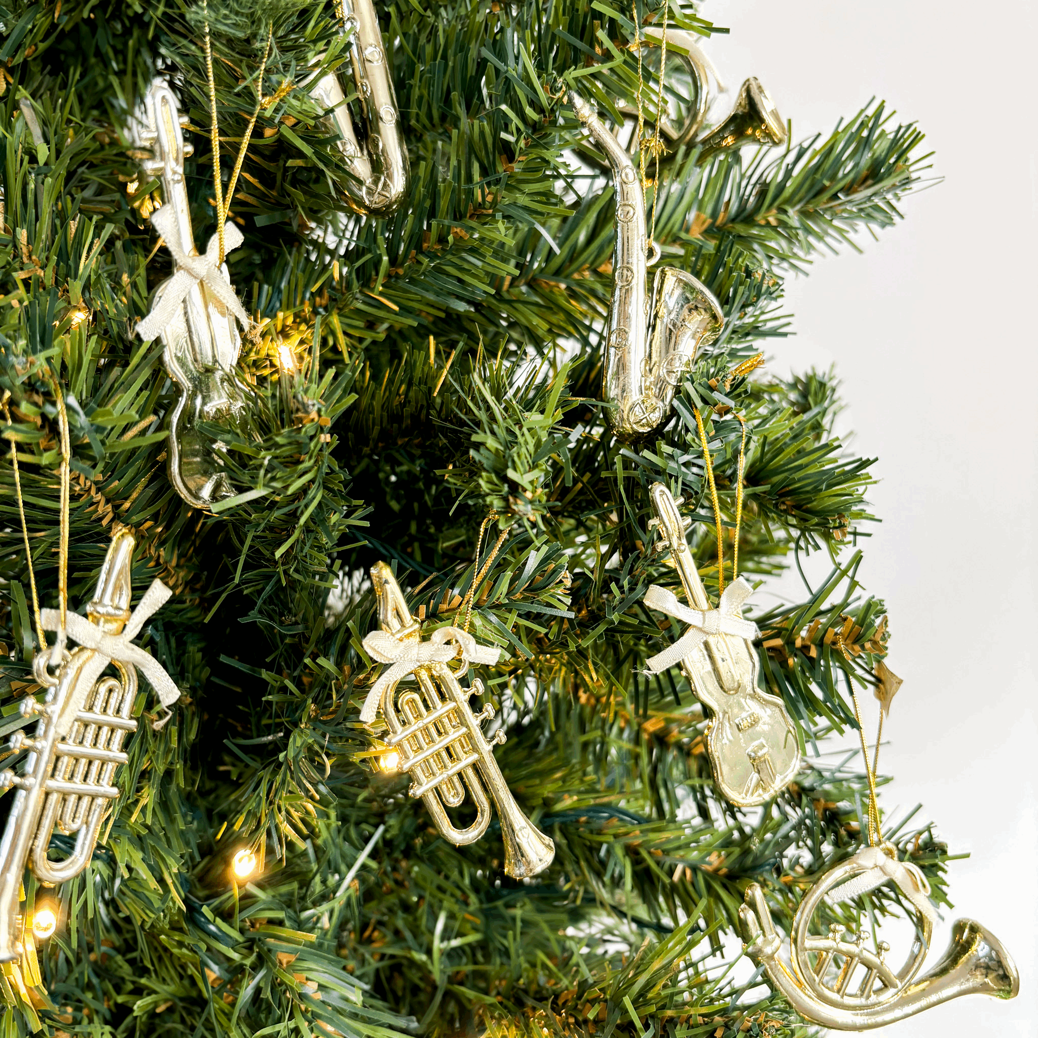 Vintage 90s Music Instrument Christmas Baubles Set of 8 Sunshine Thrift