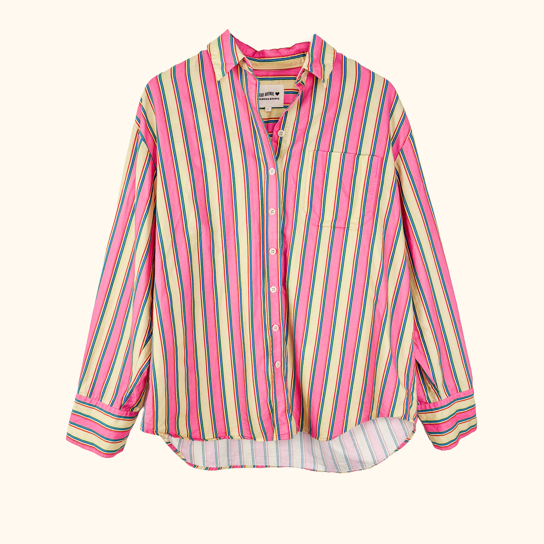 Djerf Avenue X Frankies Bikinis Striped Shirt - Size Large Djerf Avenue