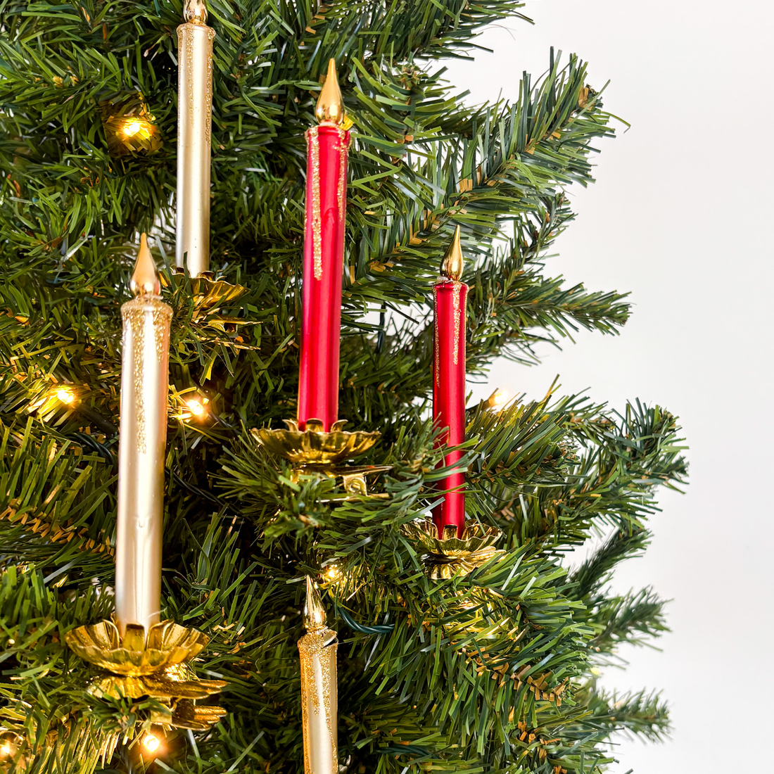 Red and Gold Clip on Candle Tree Decorations Set of 5 Sunshine Thrift