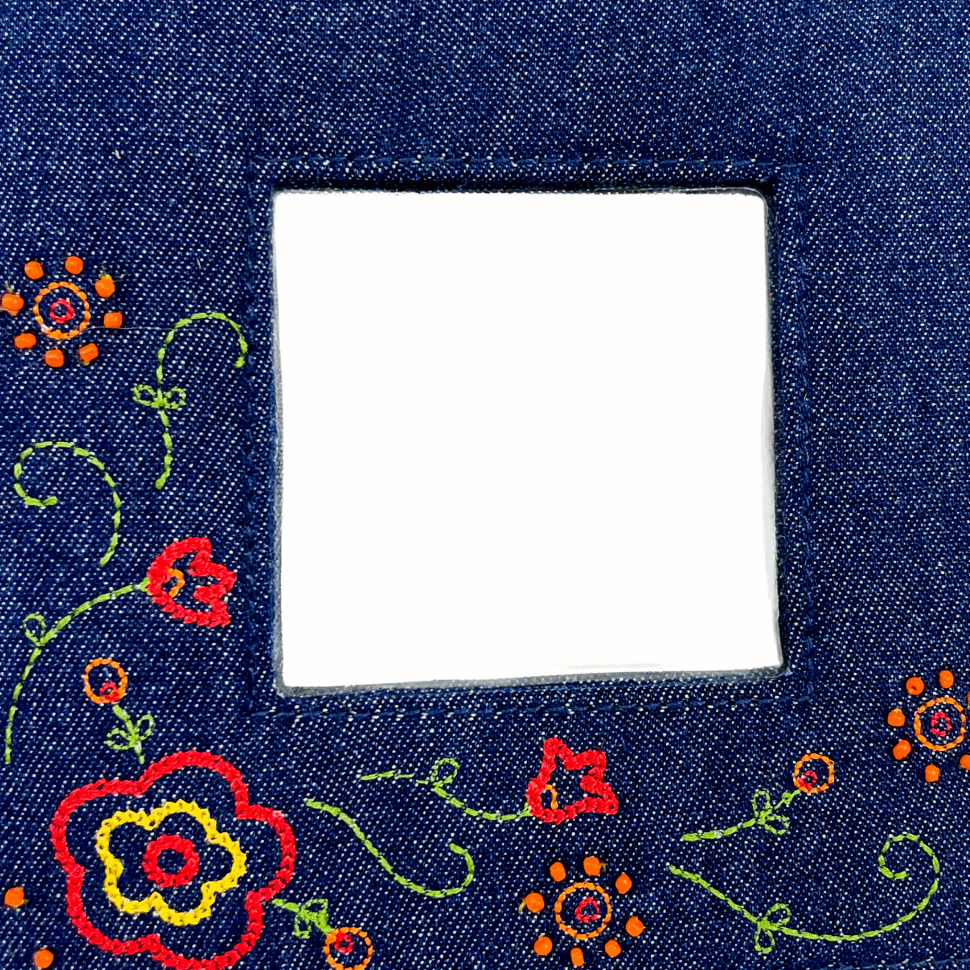 Denim Beaded Square Mirror - - Picture Frames