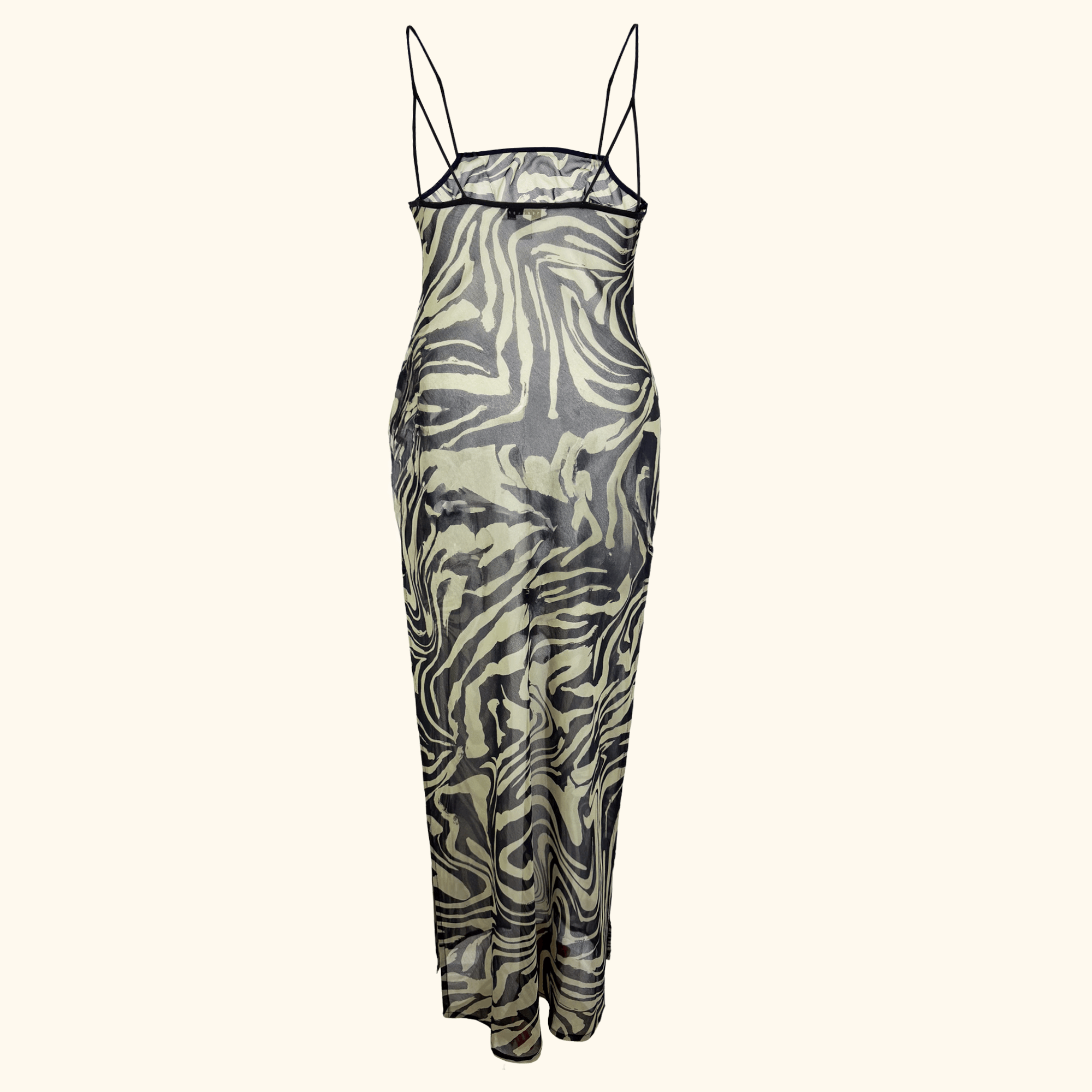 Topshop Khaki Green Zebra Print Mesh Maxi Dress - Size Small