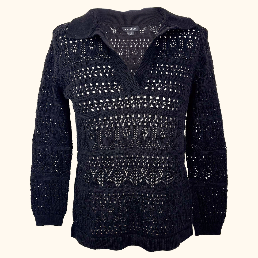 Whistles Black Crochet Top - Size Small Whistles