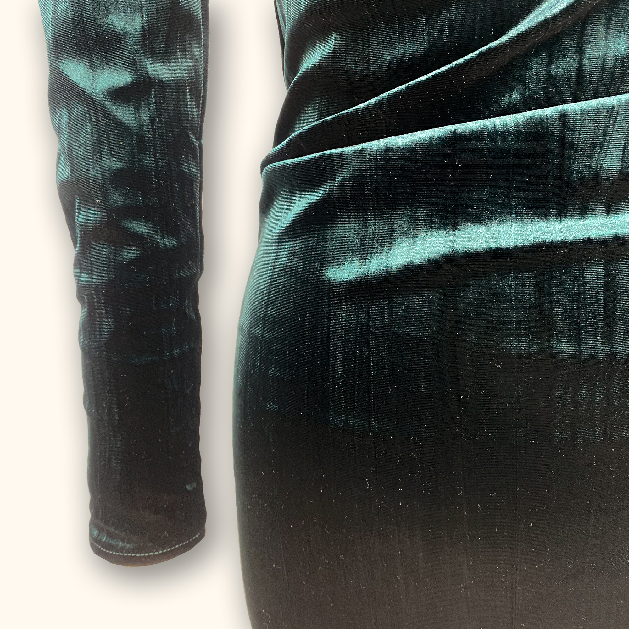 Zara Long Sleeve Green Velvet Dress - Size Small - - Dresses