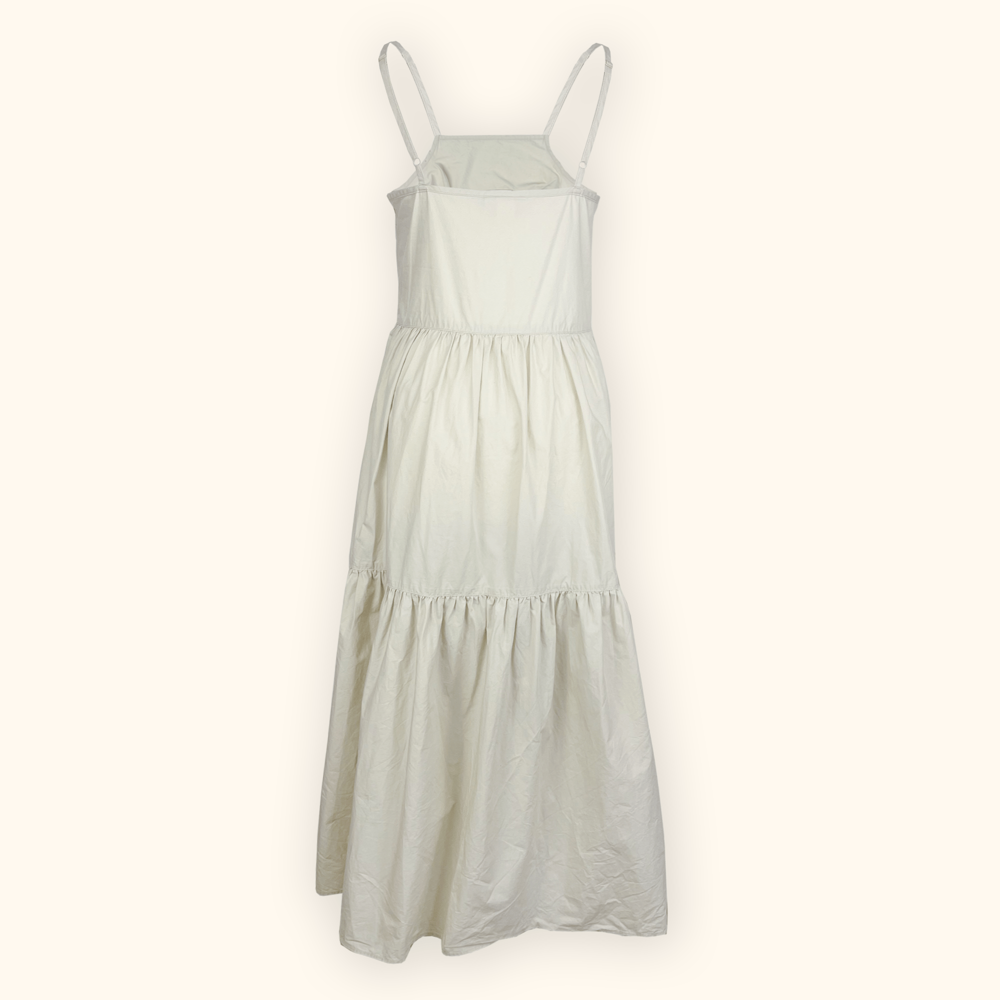 Monki Cream Cotton Tiered Midi Dress - Size Small Monki