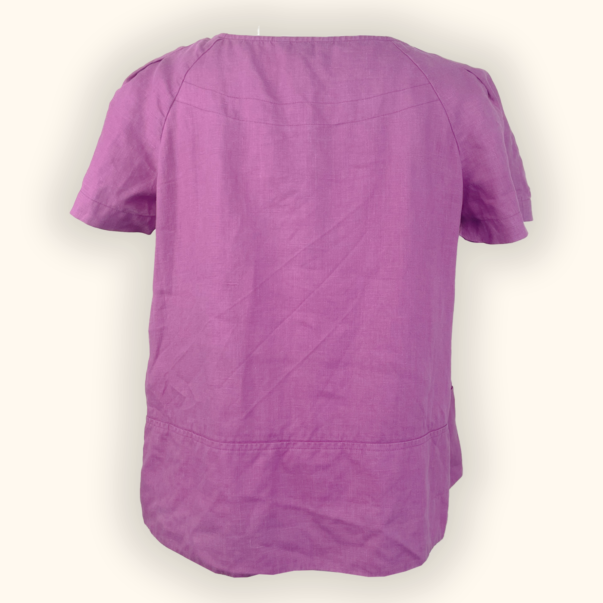 Hobbs 100% Linen Purple Short Sleeve Shirt - Size 12 Hobbs