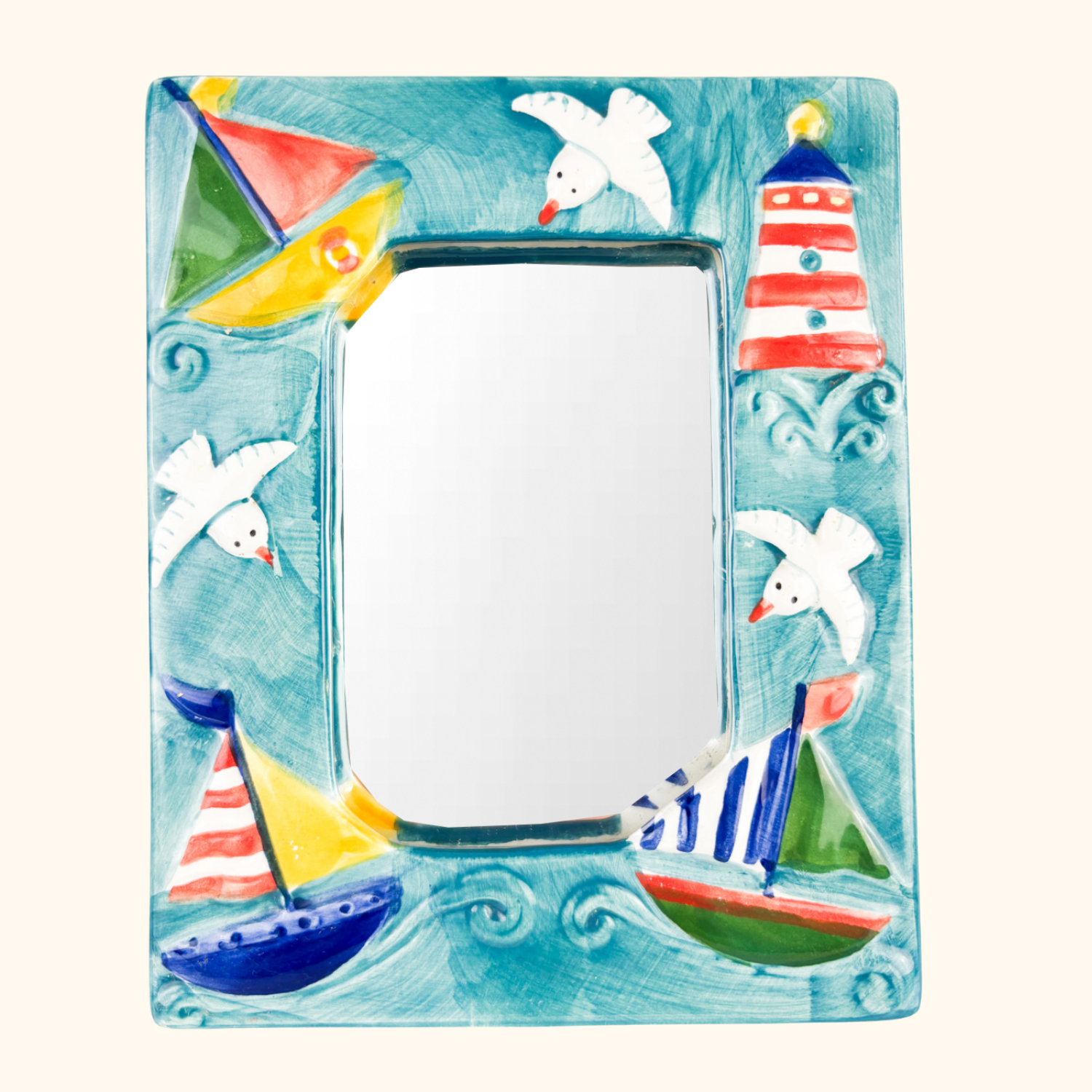 Coastal Marine Ceramic Framed Mirror - - Mirrors