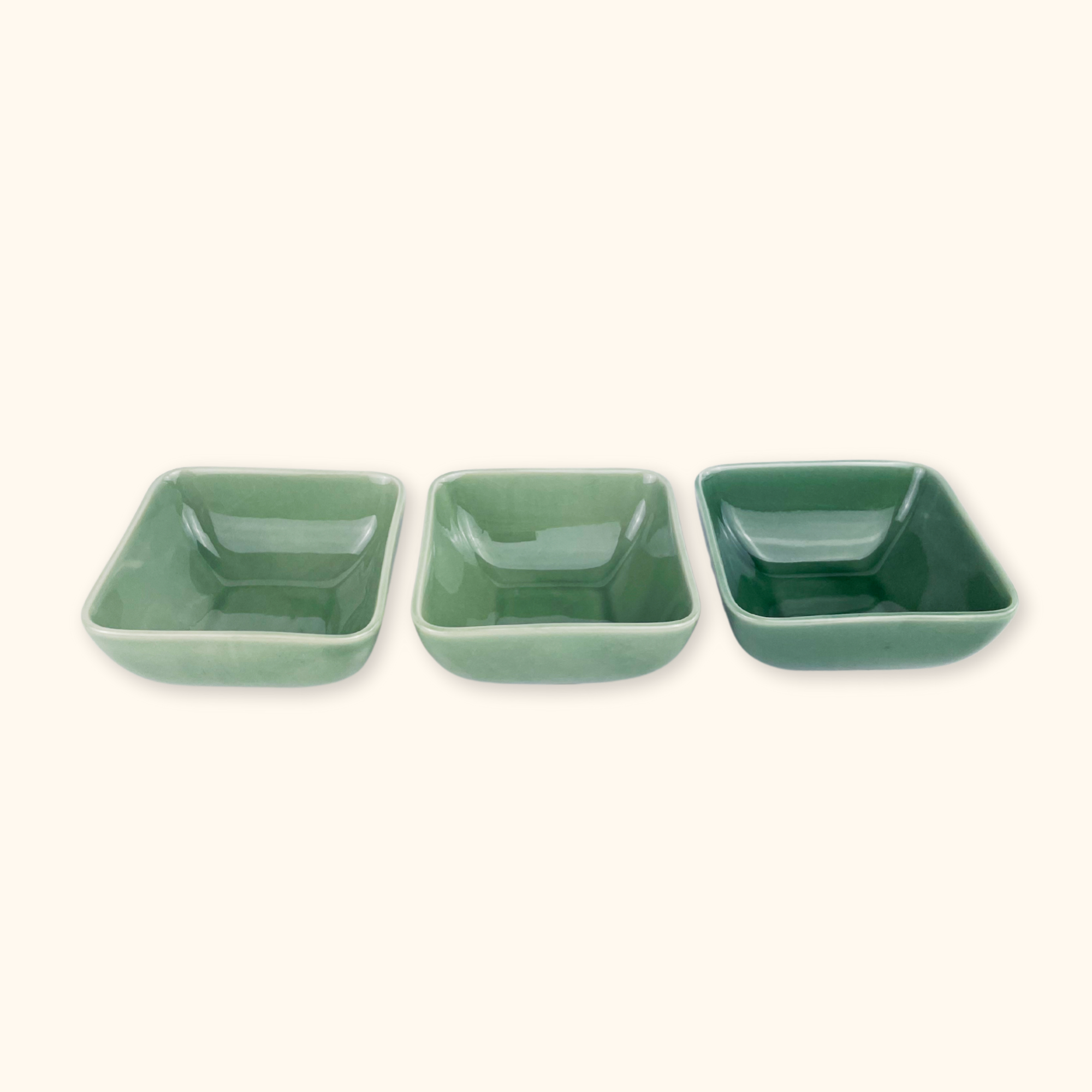 Green Ceramic Dipping Bowls - Set of 3 Sunshine Thrift