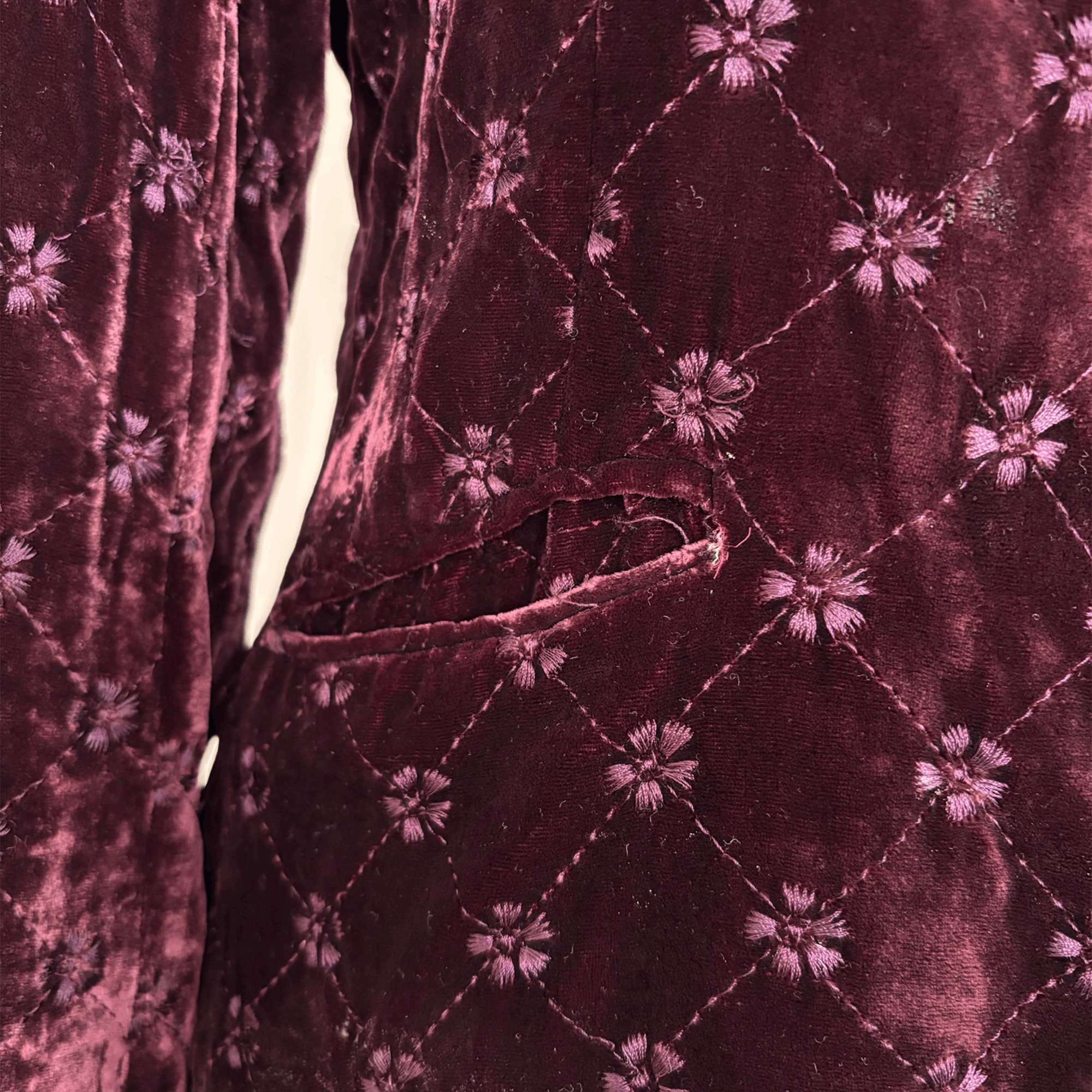 Vintage Laura Ashley Burgundy Velvet Floral Blazer - Size 12