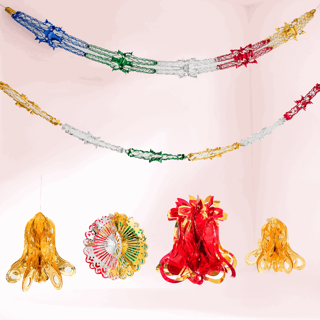 Vintage Foil Christmas Garlands and Decorations Set of 6 Sunshine Thrift