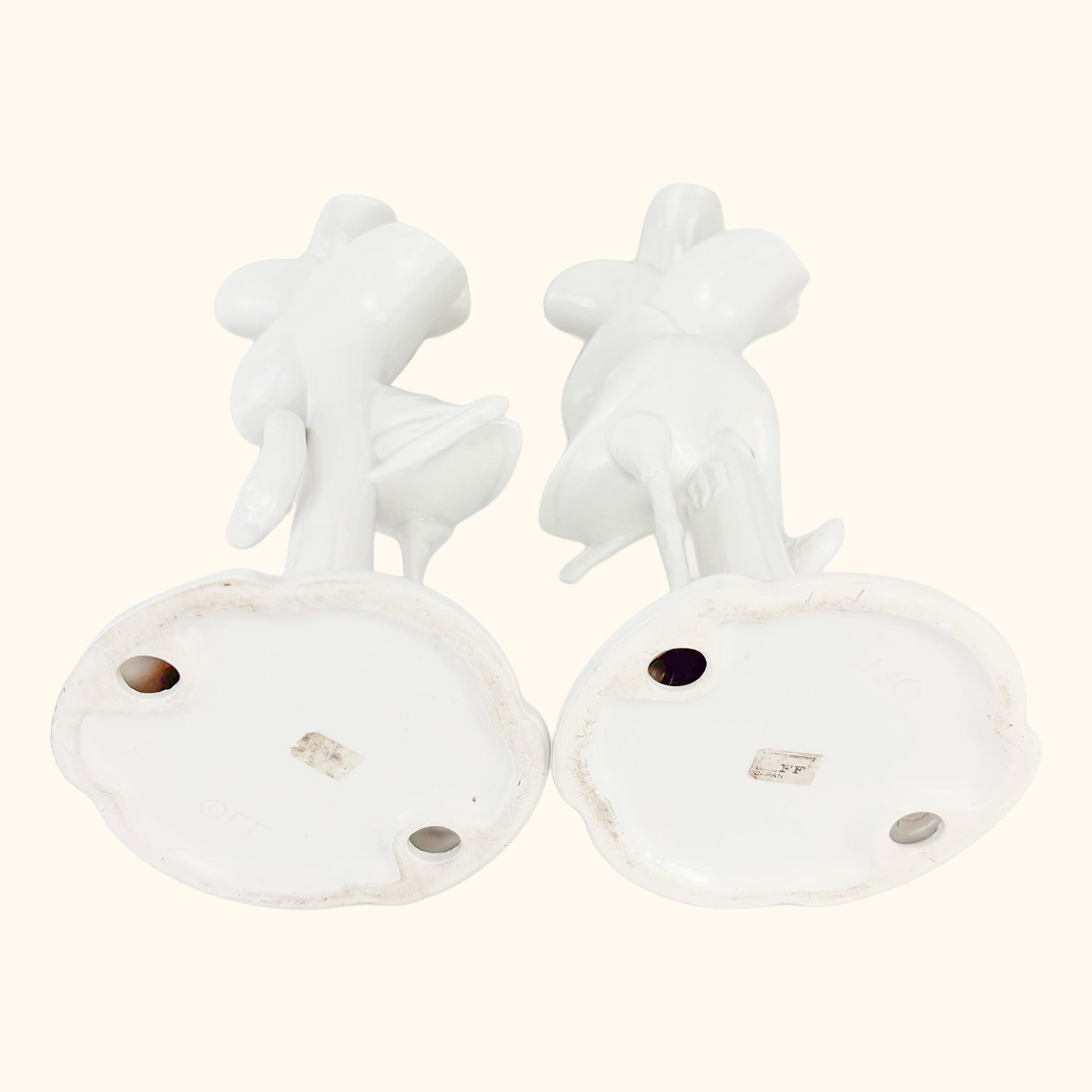 Fitz & Floyd 1980s White Porcelain Flamingo Candle Holders - Set of 2 Fitz & Floyd