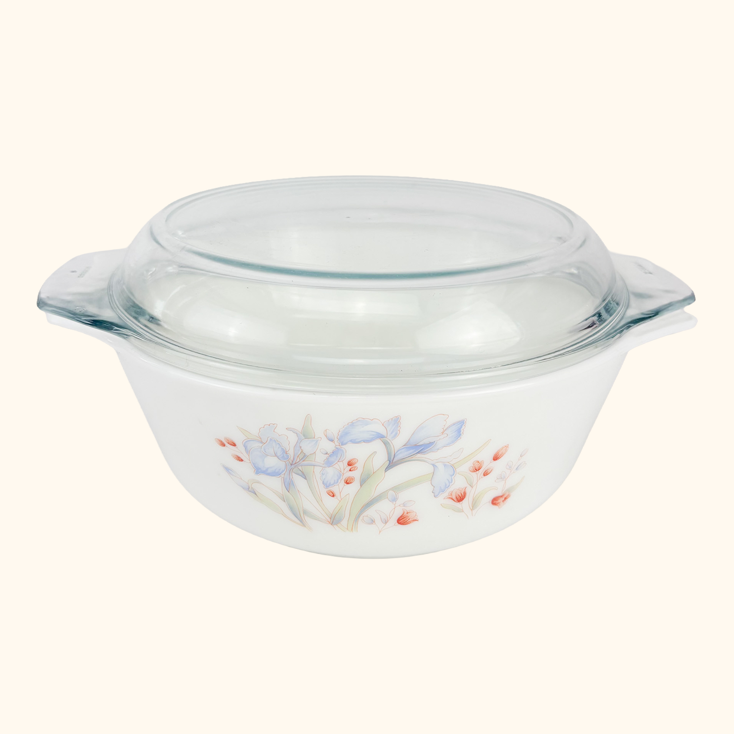 Pyrex Corning Blue Iris Casserole Dish Vintage 1970s Pyrex Corning