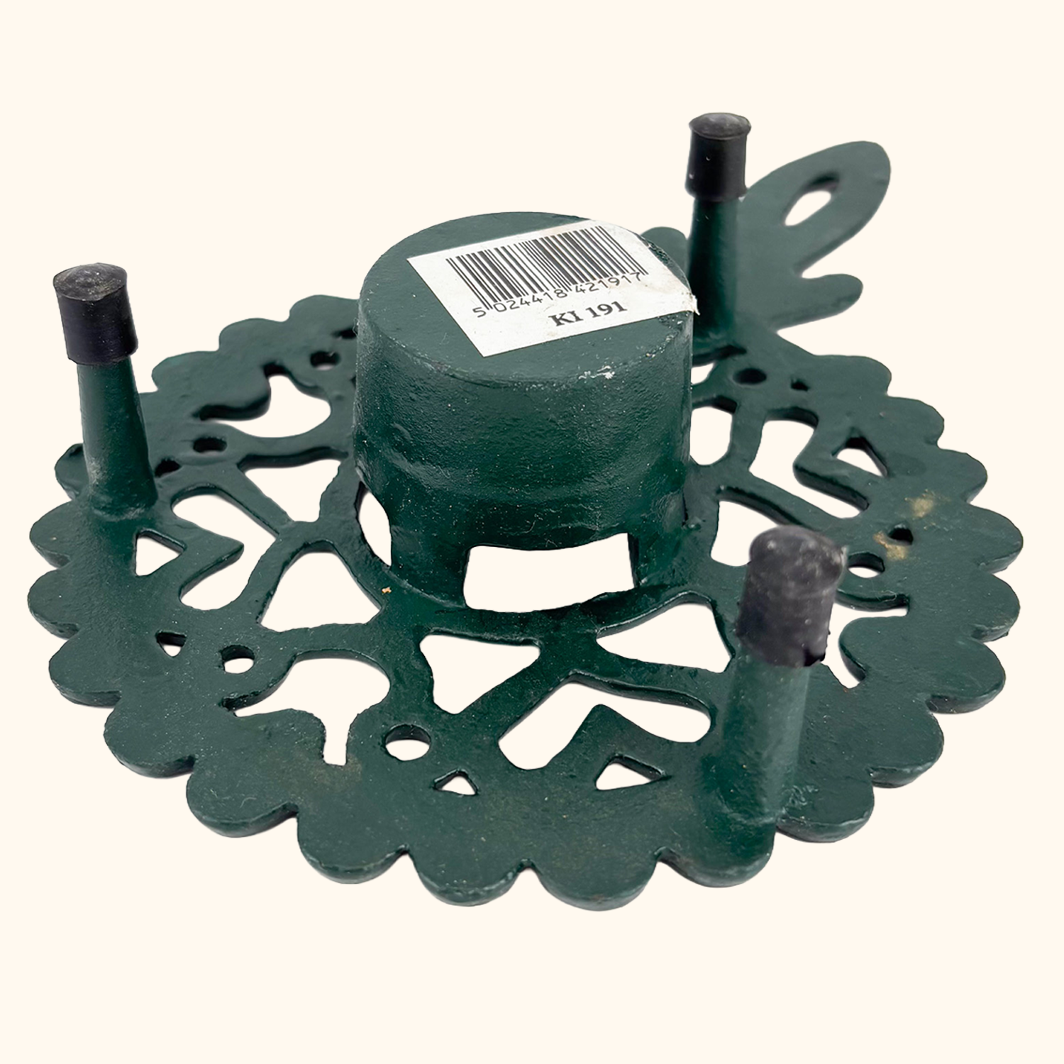 Dark Green Cast Iron Teapot Pan Warmer Tealight Holder Sunshine Thrift