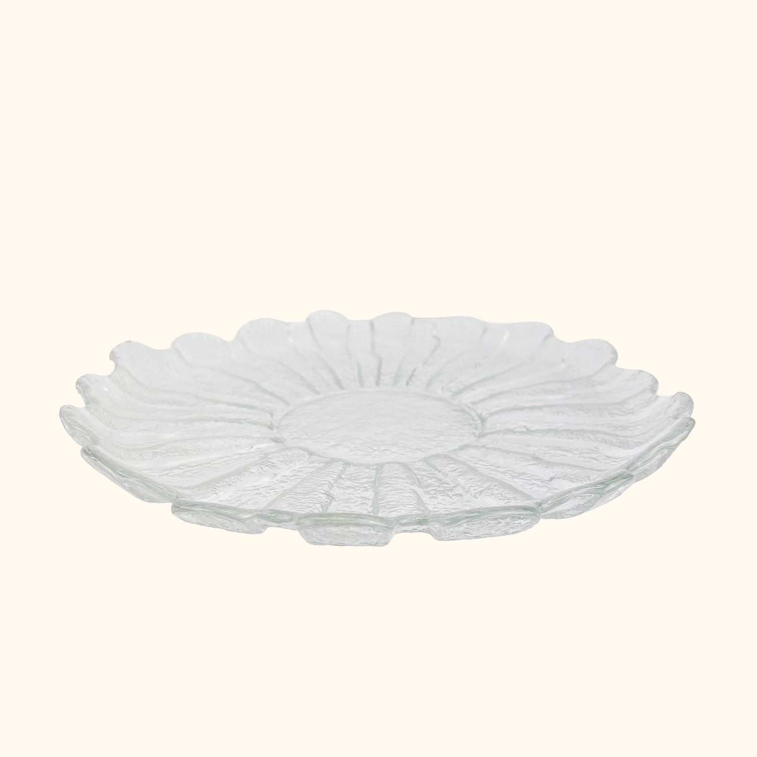 Scandinavian Ice Glass Flower Serving Platter Sunshine Thrift