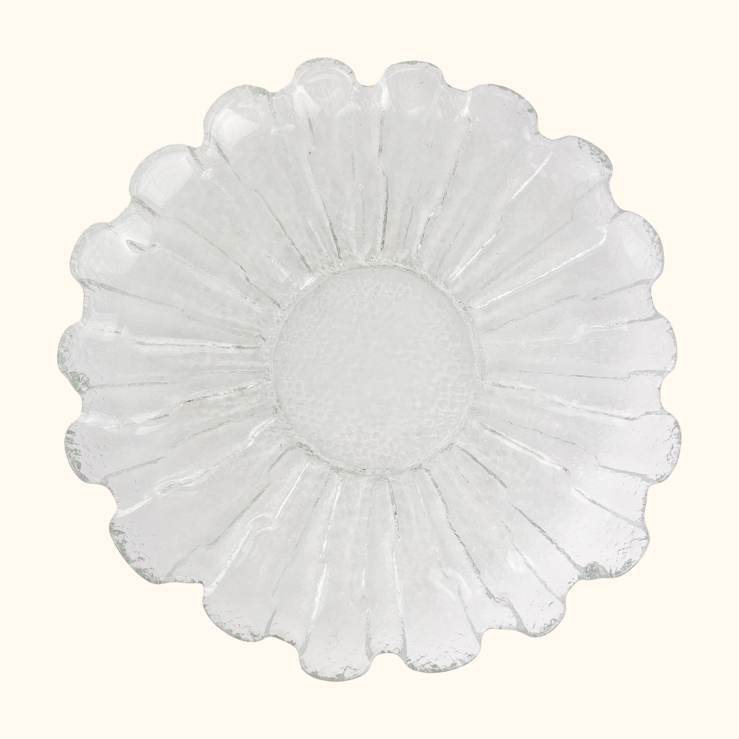 Scandinavian Ice Glass Flower Serving Platter Sunshine Thrift