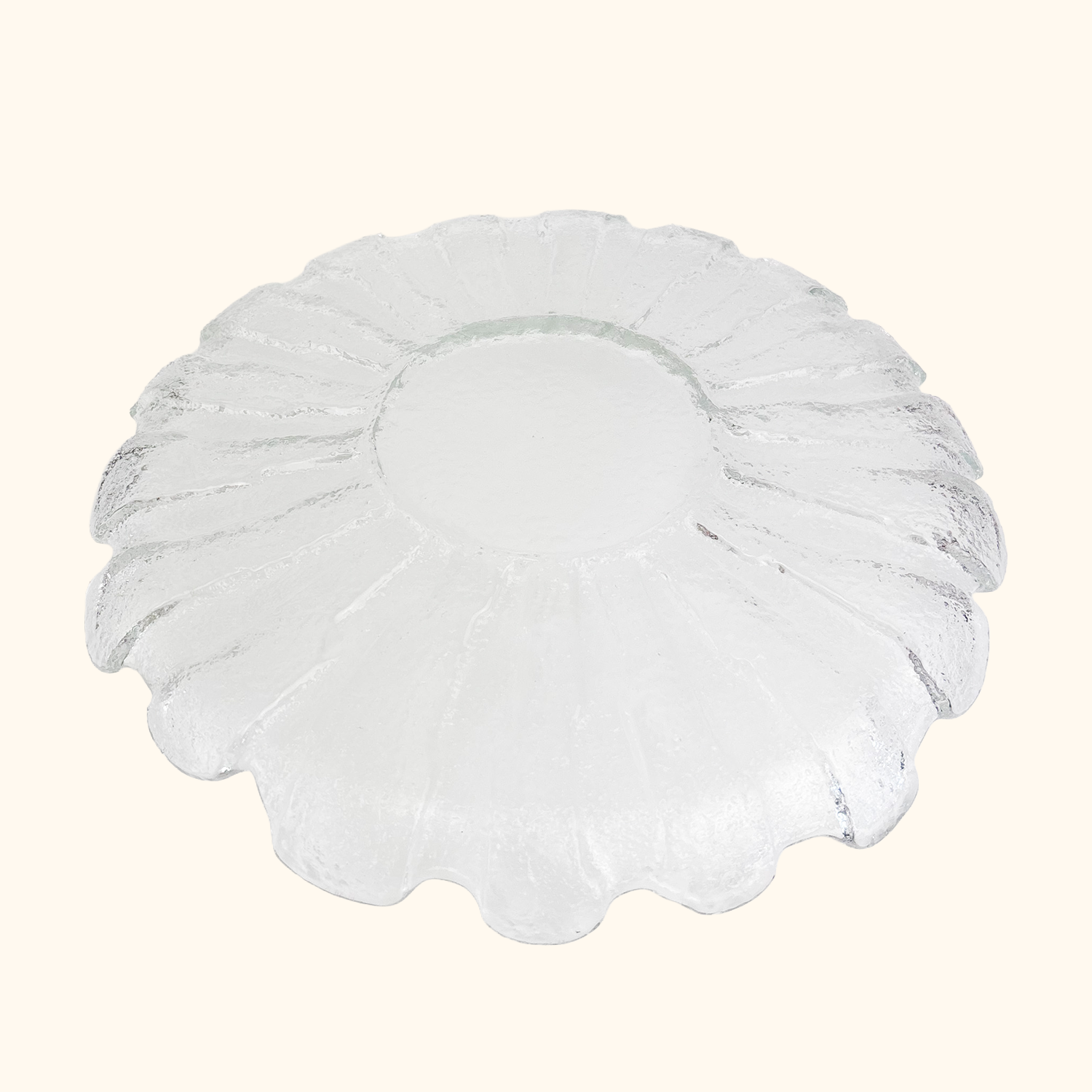 Scandinavian Ice Glass Flower Serving Platter Sunshine Thrift