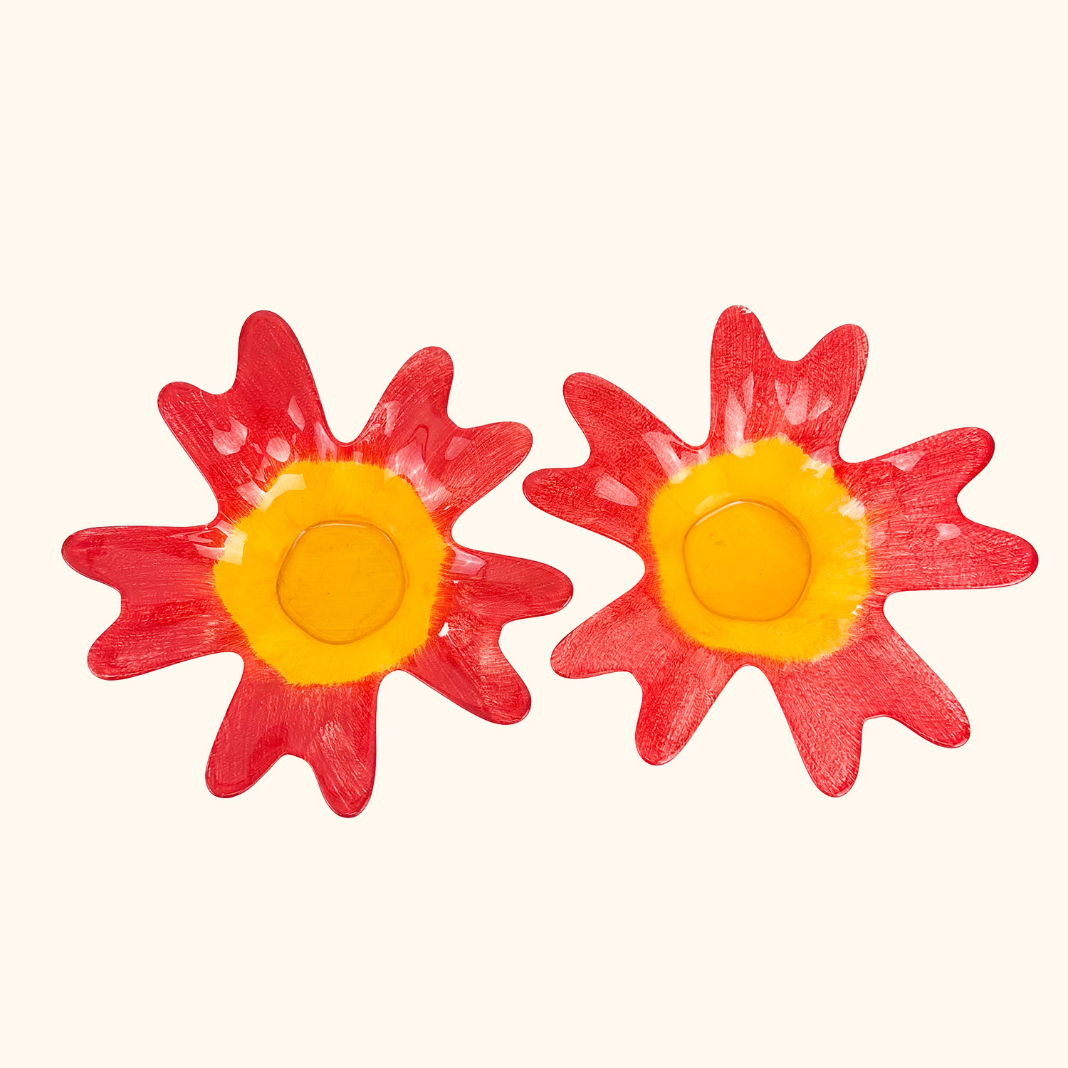 Art Glass Flower Candle Holders - Set of 2 Sunshine Thrift