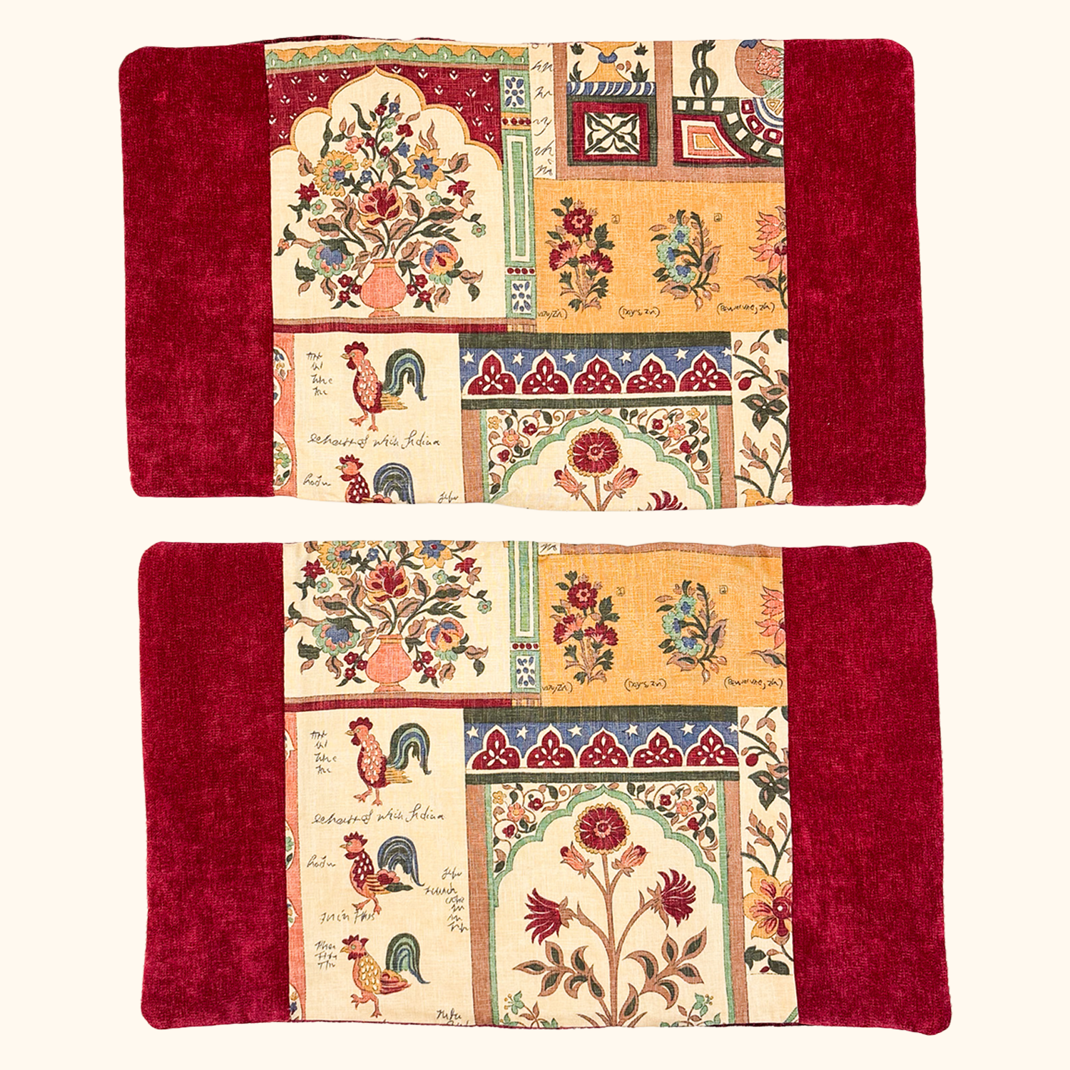Chenille Farmyard Cushion Covers - Set 20x12inch Sunshine Thrift