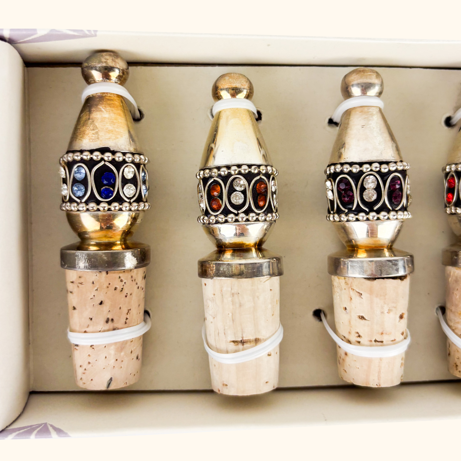 Medina Silver Plated Jewelled Bottle Stoppers Medina