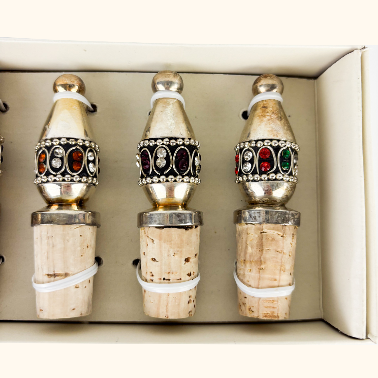 Medina Silver Plated Jewelled Bottle Stoppers Medina