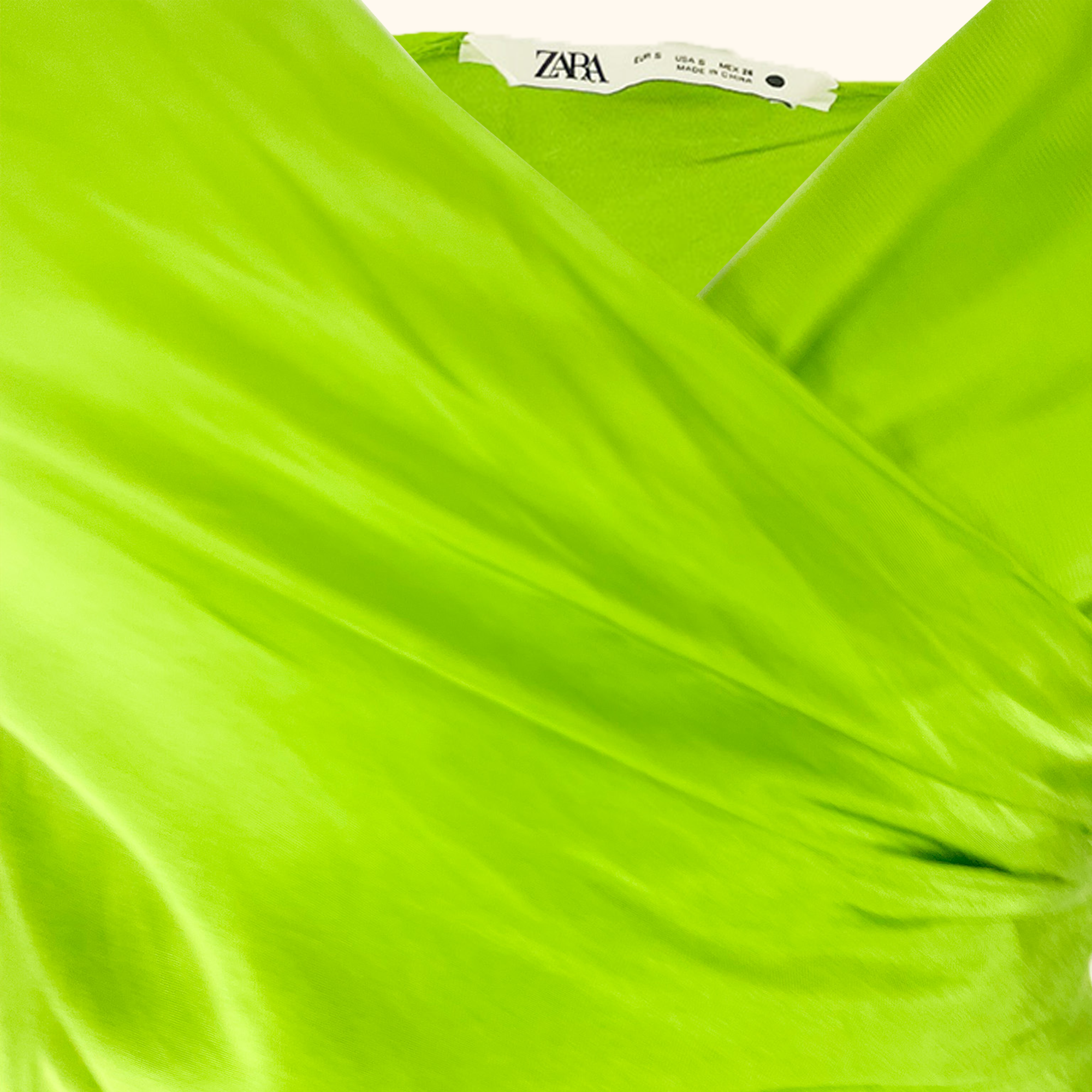 Zara Neon Lime Green Cami Satin Midi Dress - Size Small Zara