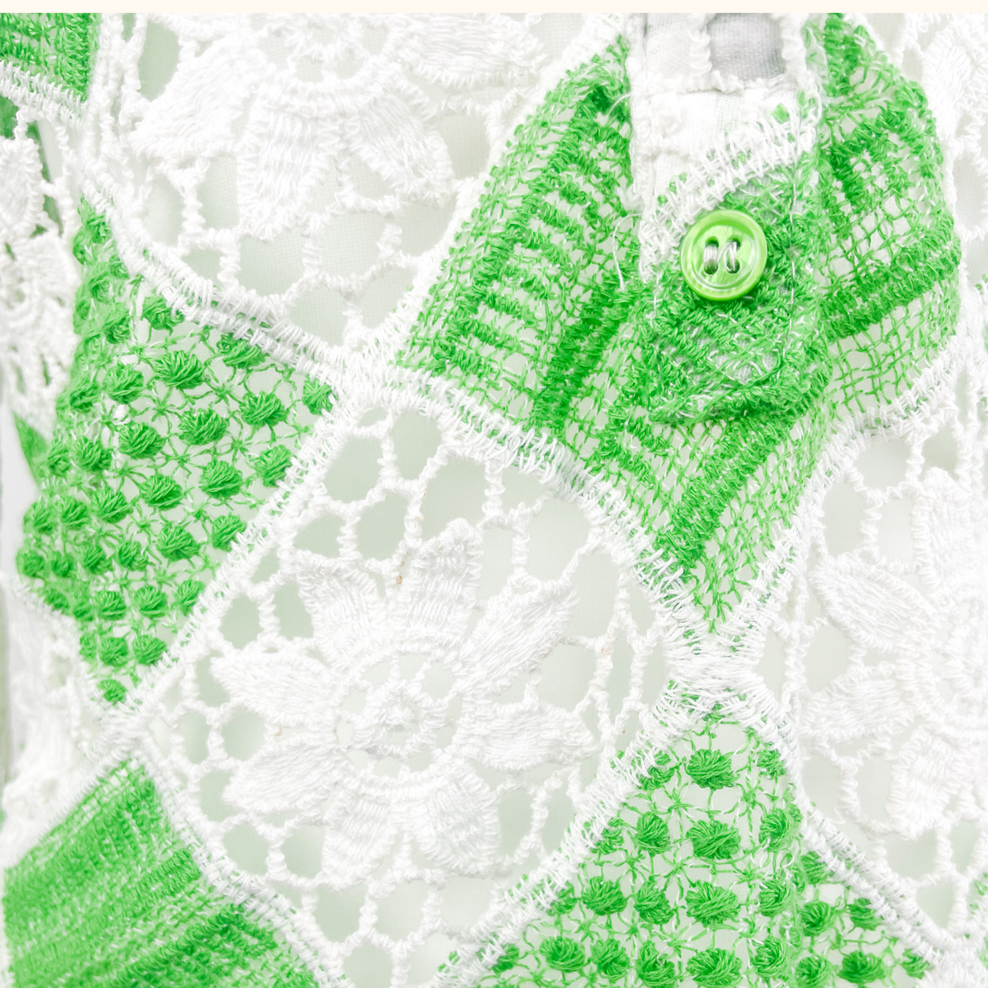 Zara Green and White Floral Crochet Long Sleeve Shirt - Size Medium Sunshine Thrift