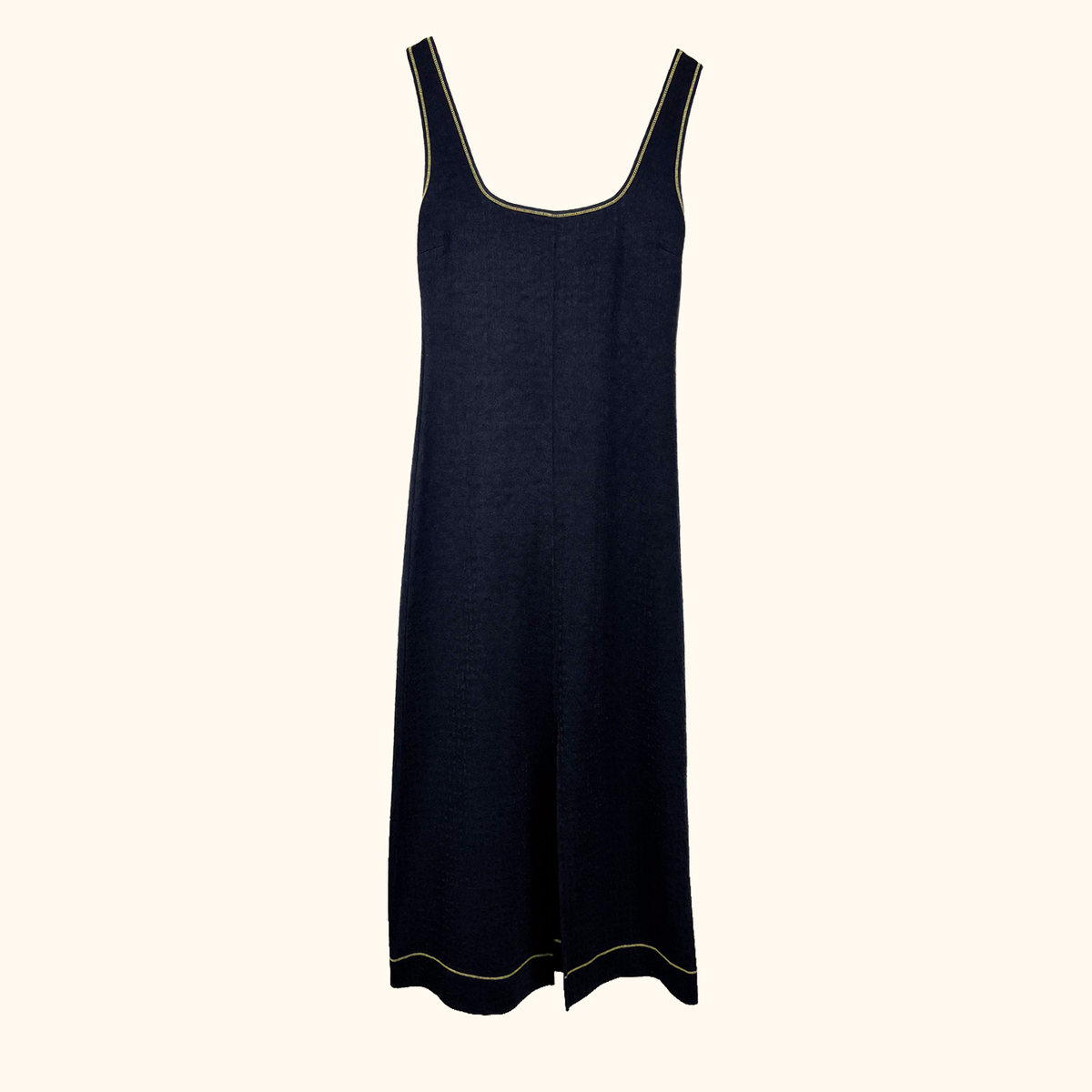 Ganni Black Contrast Stitch Maxi Dress - Size 10