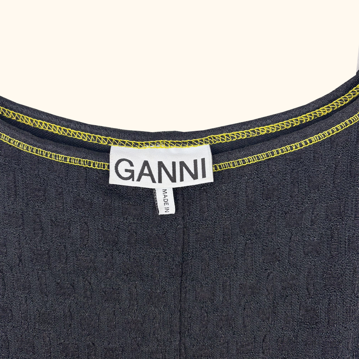 Ganni Black Contrast Stitch Maxi Dress - Size 10