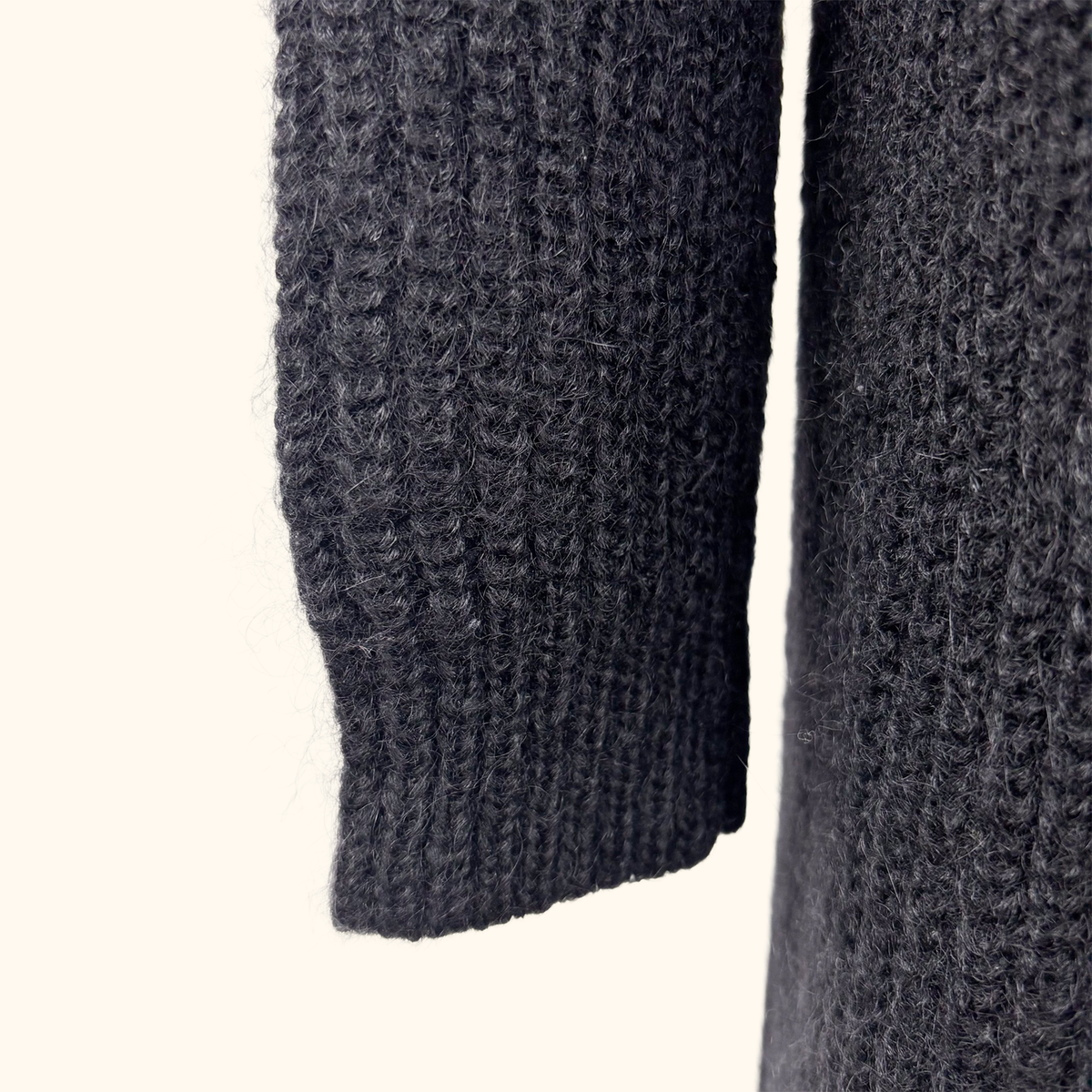 Cos Mohair Wool Blend Long Black Cardigan - Size XS