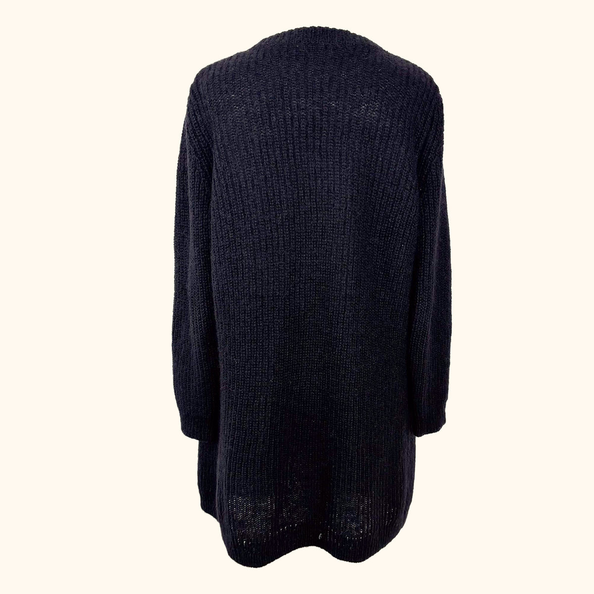 Cos Mohair Wool Blend Long Black Cardigan - Size XS