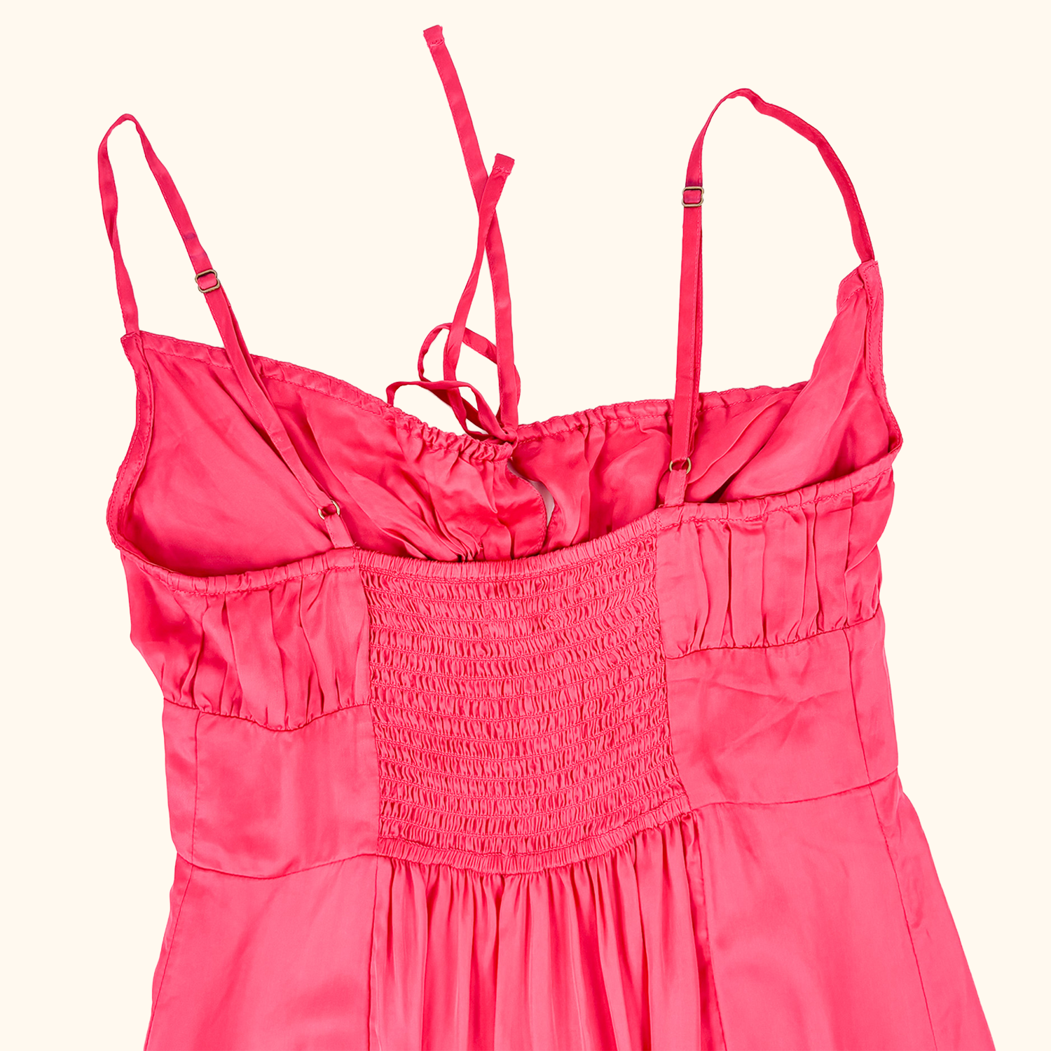 Urban Outfitters Hot Pink Satin Milkmaid Dress - Size Small Urban Outfitters