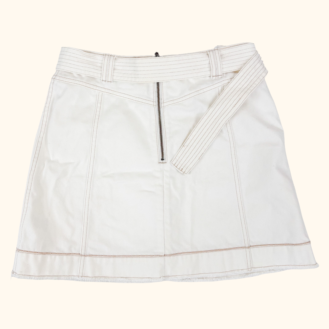 AJE Arlow Off White Denim Mini Skirt - Size 12 AJE