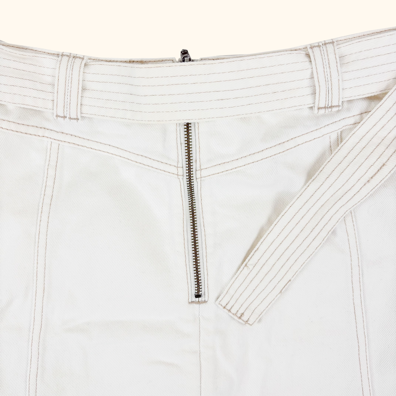 AJE Arlow Off White Denim Mini Skirt - Size 12 AJE