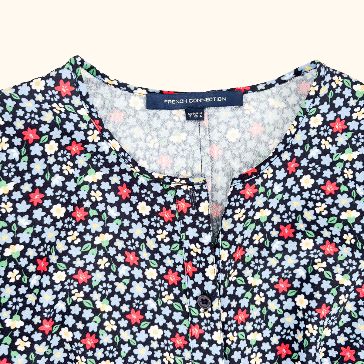 French Connection Navy Ditsy Floral Playsuit - Size 8