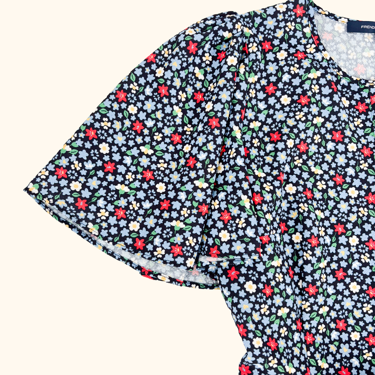 French Connection Navy Ditsy Floral Playsuit - Size 8