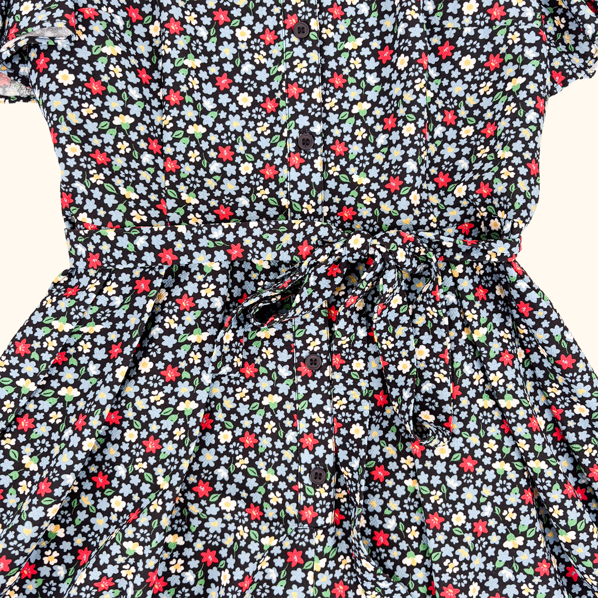 French Connection Navy Ditsy Floral Playsuit - Size 8