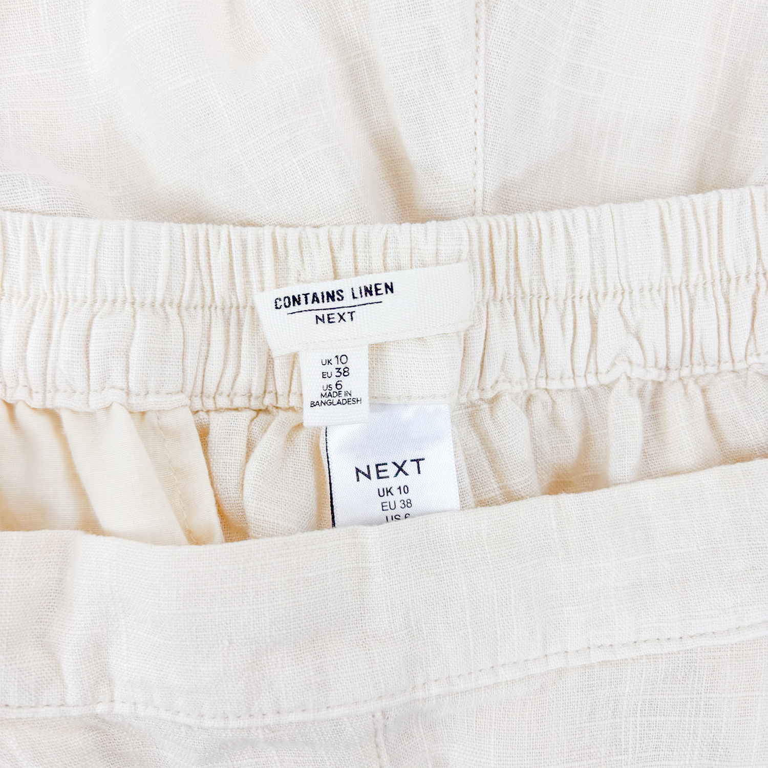 Next Cream Linen Blend Shorts - Size 10 Next