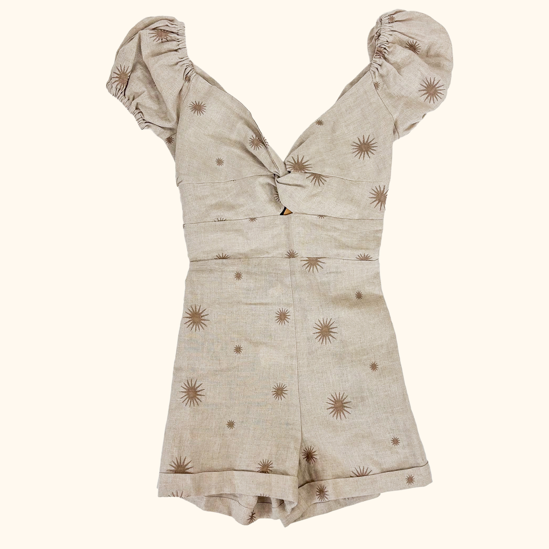 Ismeralda Linen Embroidered Playsuit Romper - Size XS Ismeralda