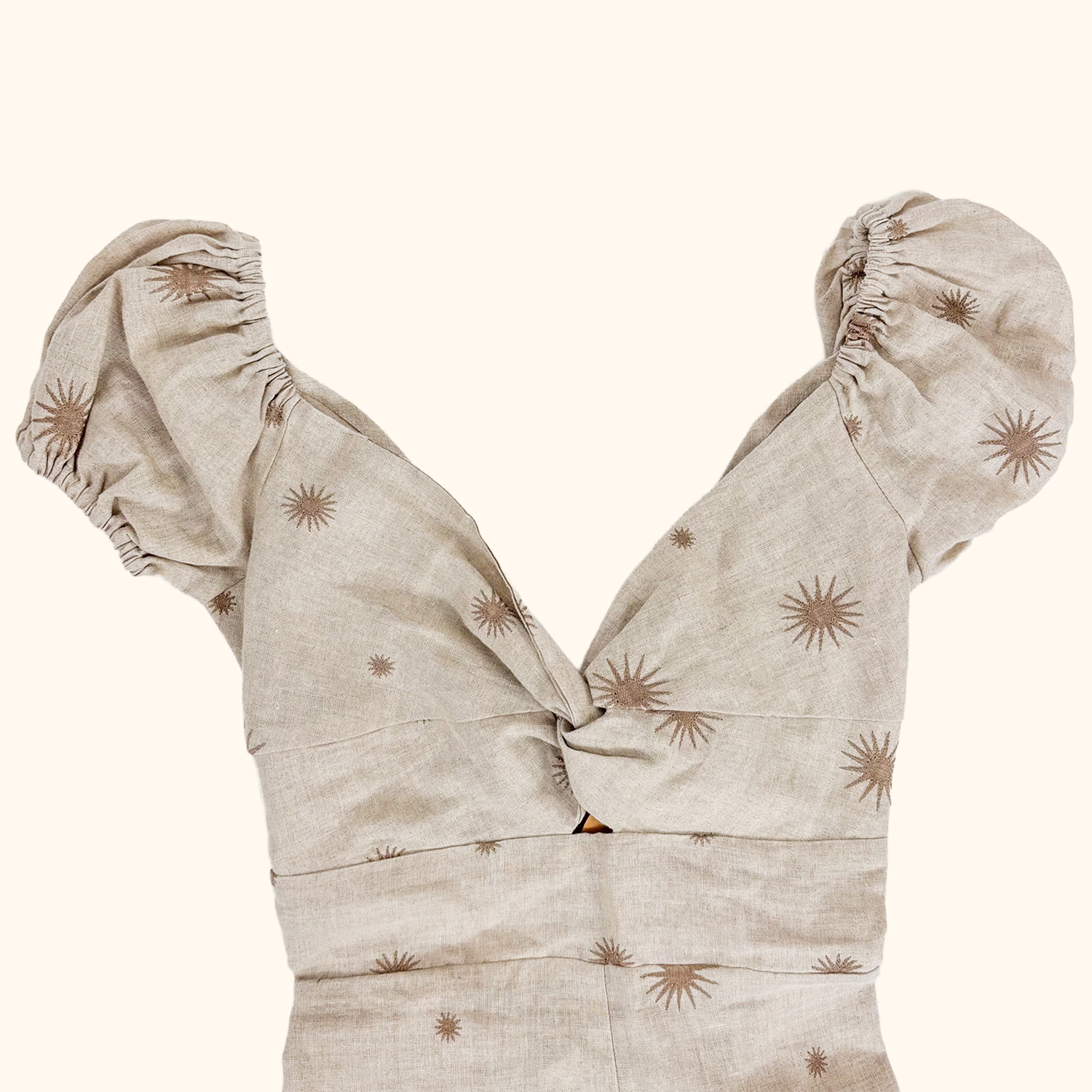 Ismeralda Linen Embroidered Playsuit Romper - Size XS Ismeralda