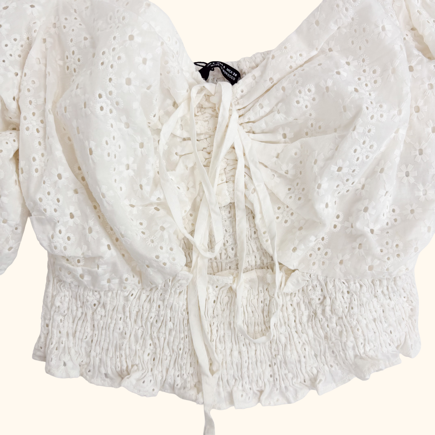 Zara White Broderie Anglaise Crop Top - Size Small Zara