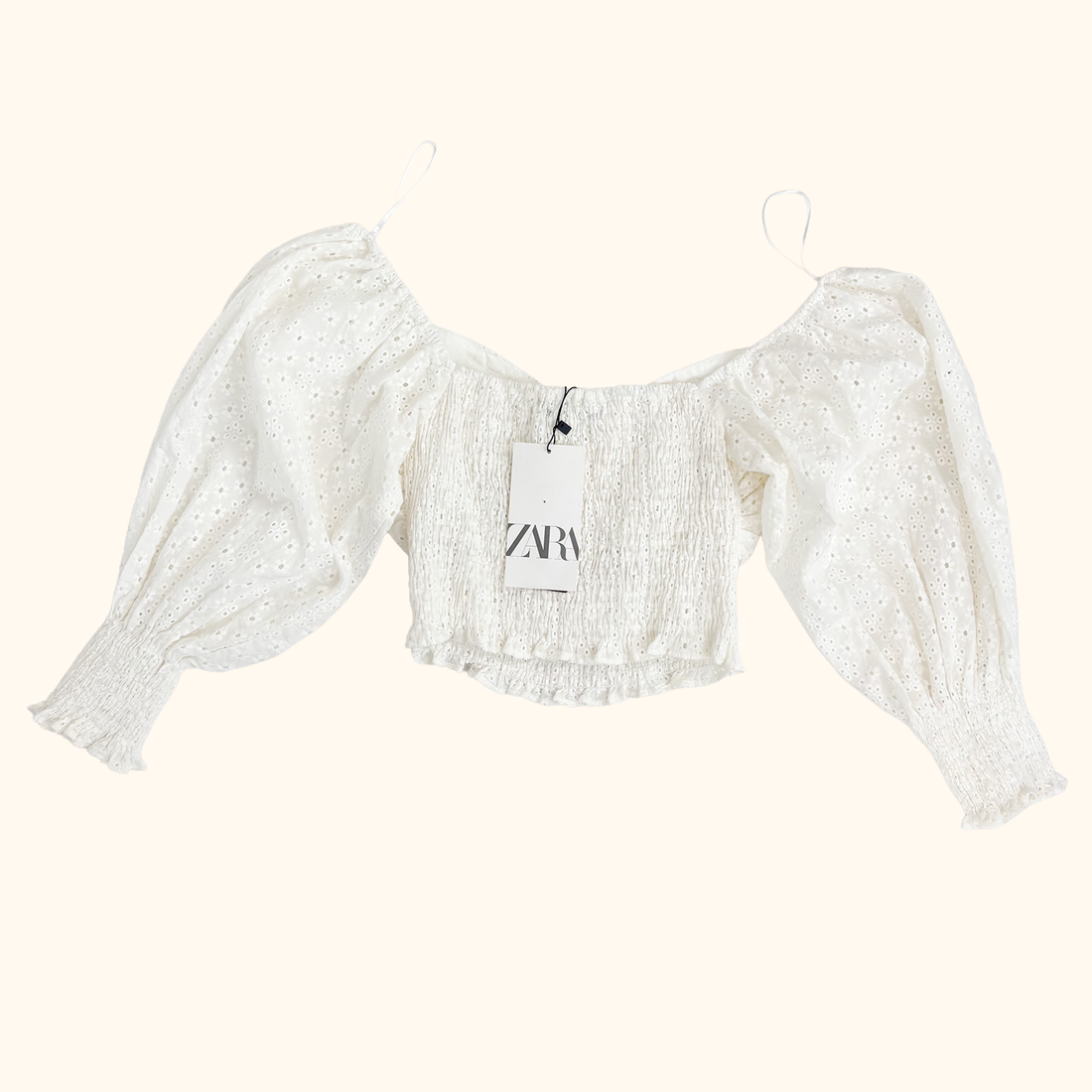 Zara White Broderie Anglaise Crop Top - Size Small Zara