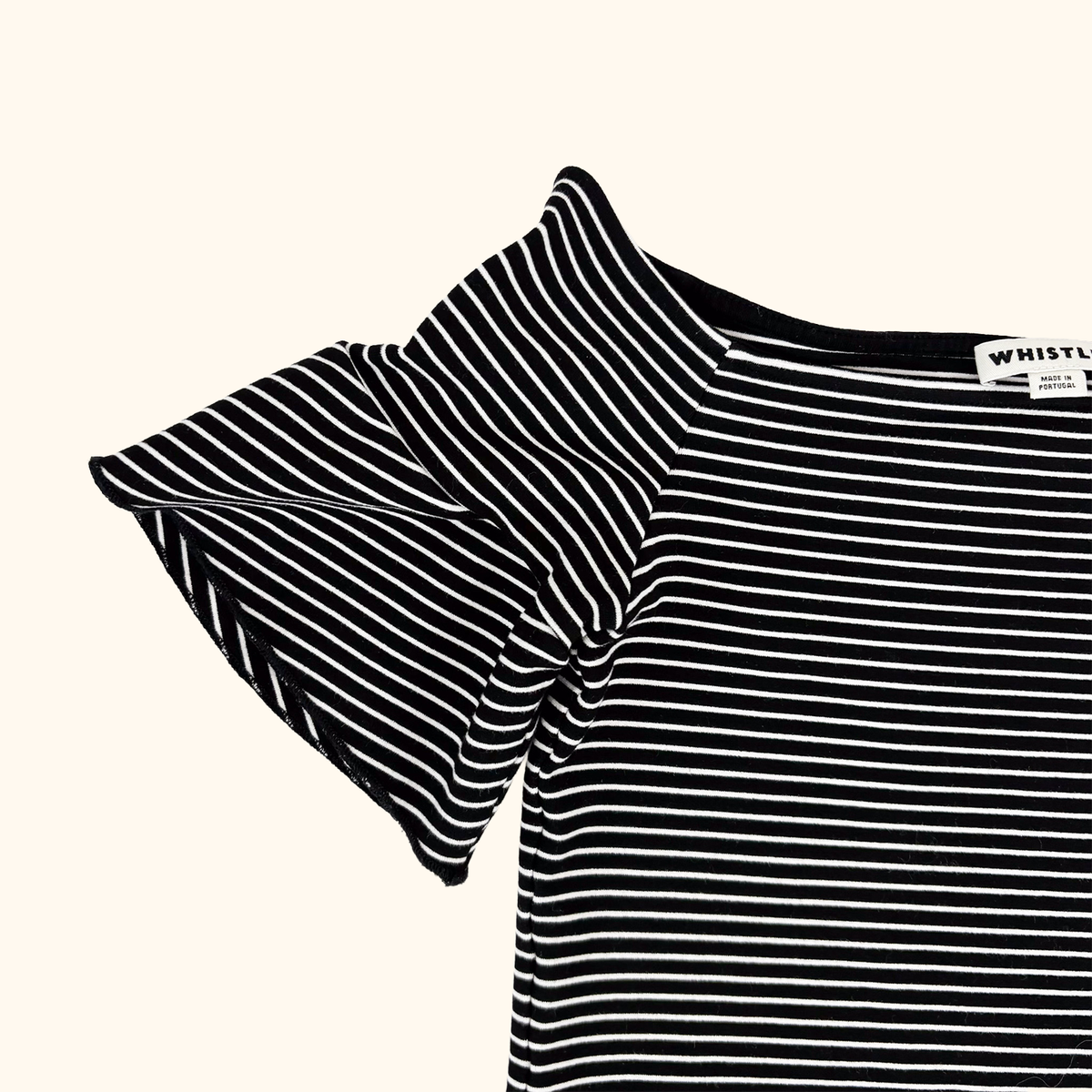 Whistles Black Stripe Bardot Top - Size 8